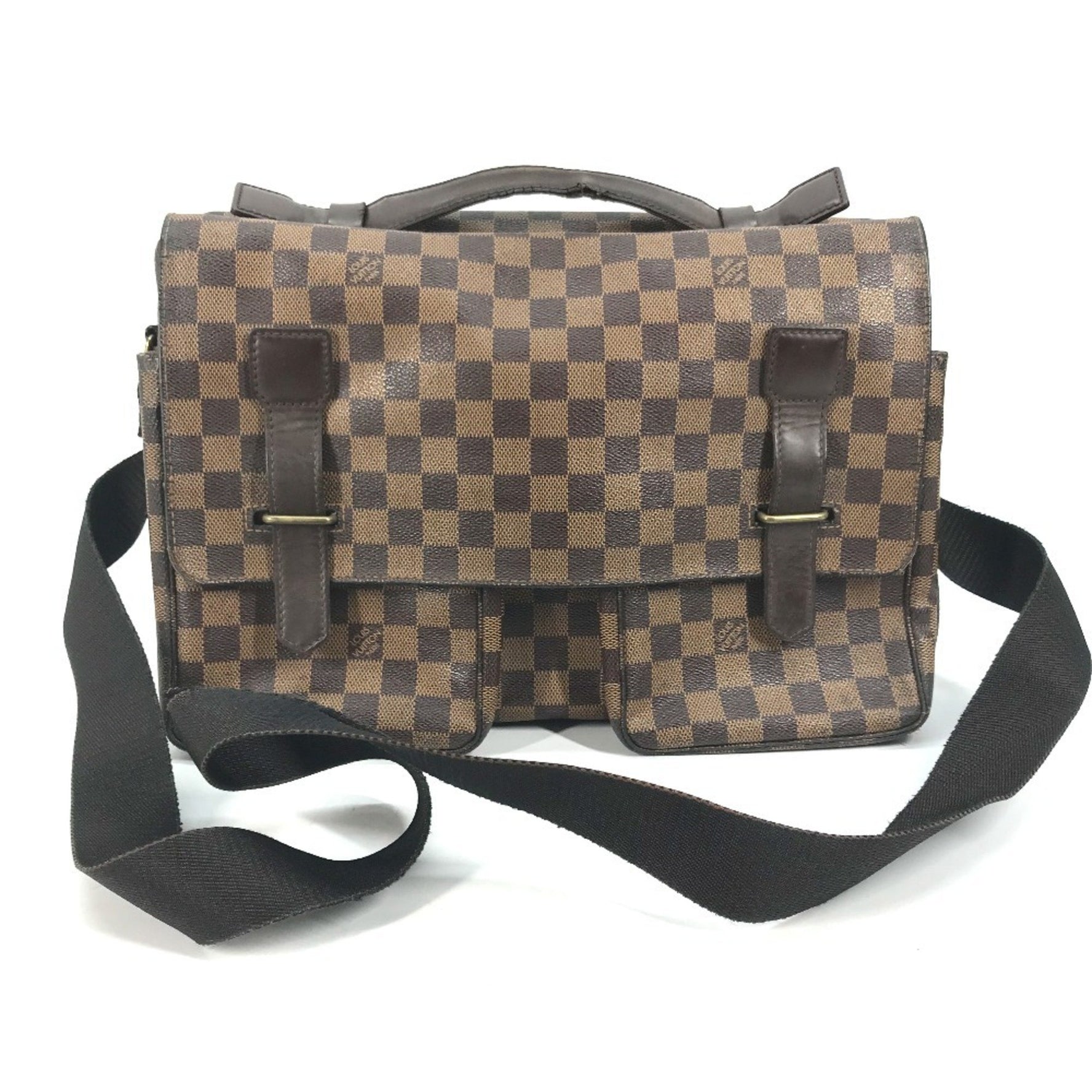 LOUIS VUITTON N42270 Damier Broadway Messenger Bag, 2-Way Shoulder Canvas, Women's, Ebene Brown