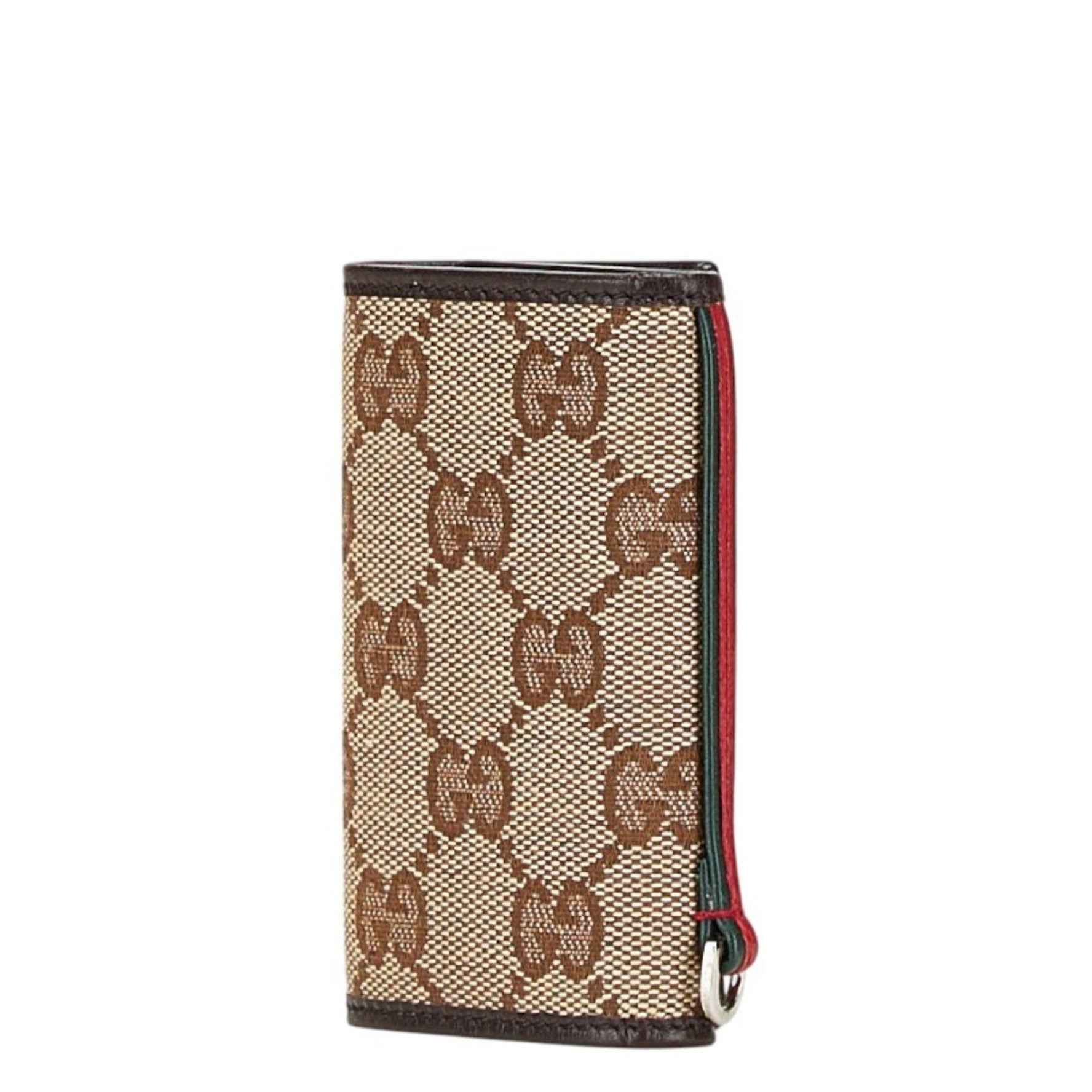 Gucci GG Canvas Sherry Line 6-Ring Key Case Beige Multicolor Leather Women's GUCCI