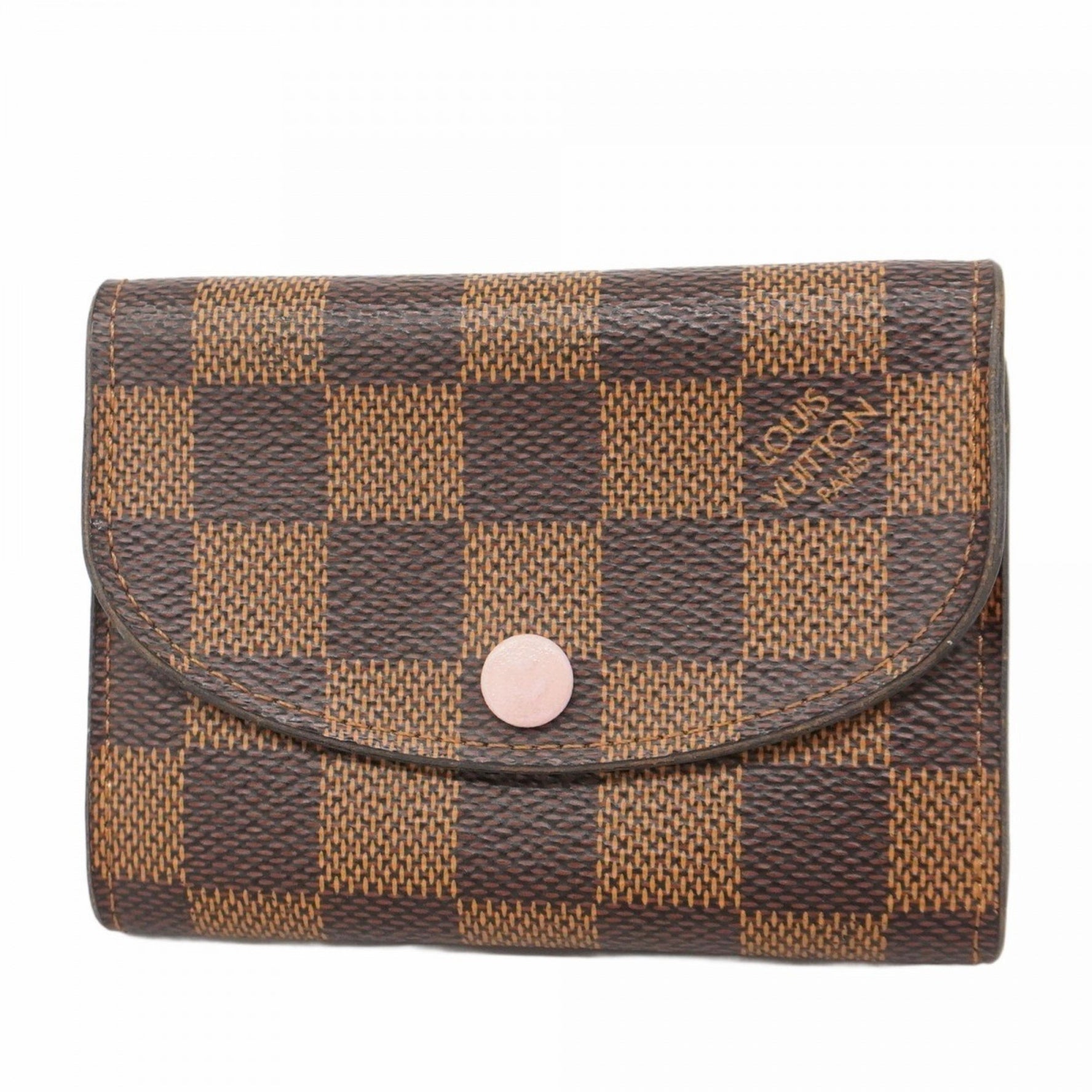 Louis Vuitton Damier Porte Monnaie Rosari Wallet/Coin Case N64423 Ebene Rose Ballerine for Women