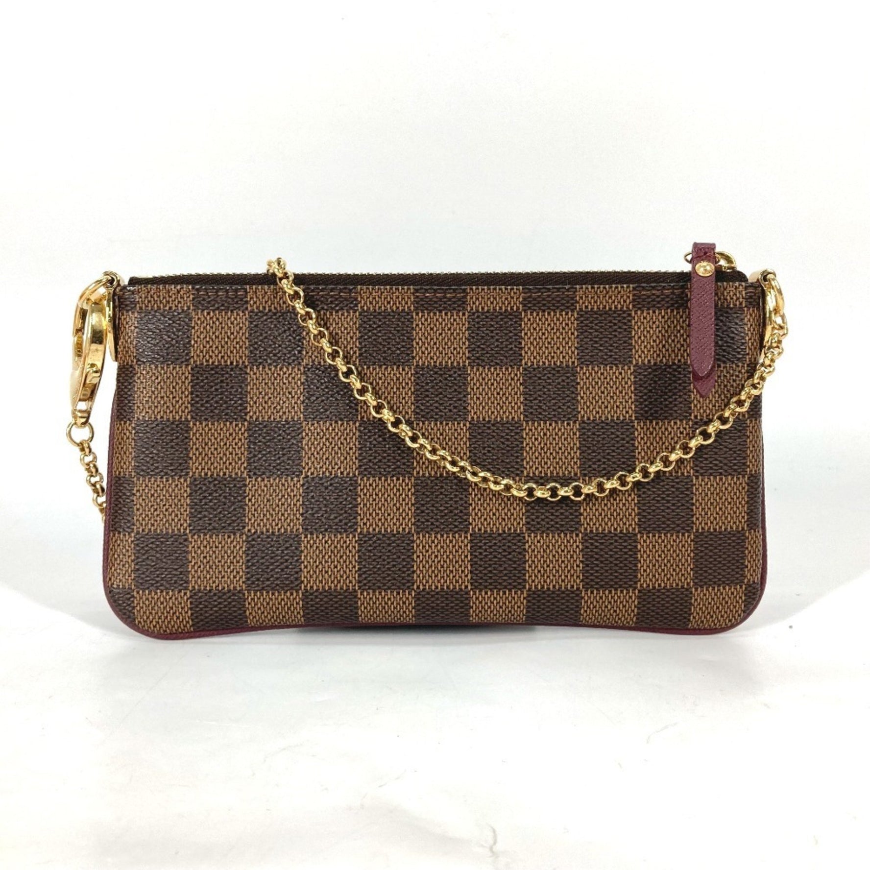 Louis Vuitton Damier Pochette Mila MM Accessory Pouch Chain Bag Shoulder Canvas Brown
