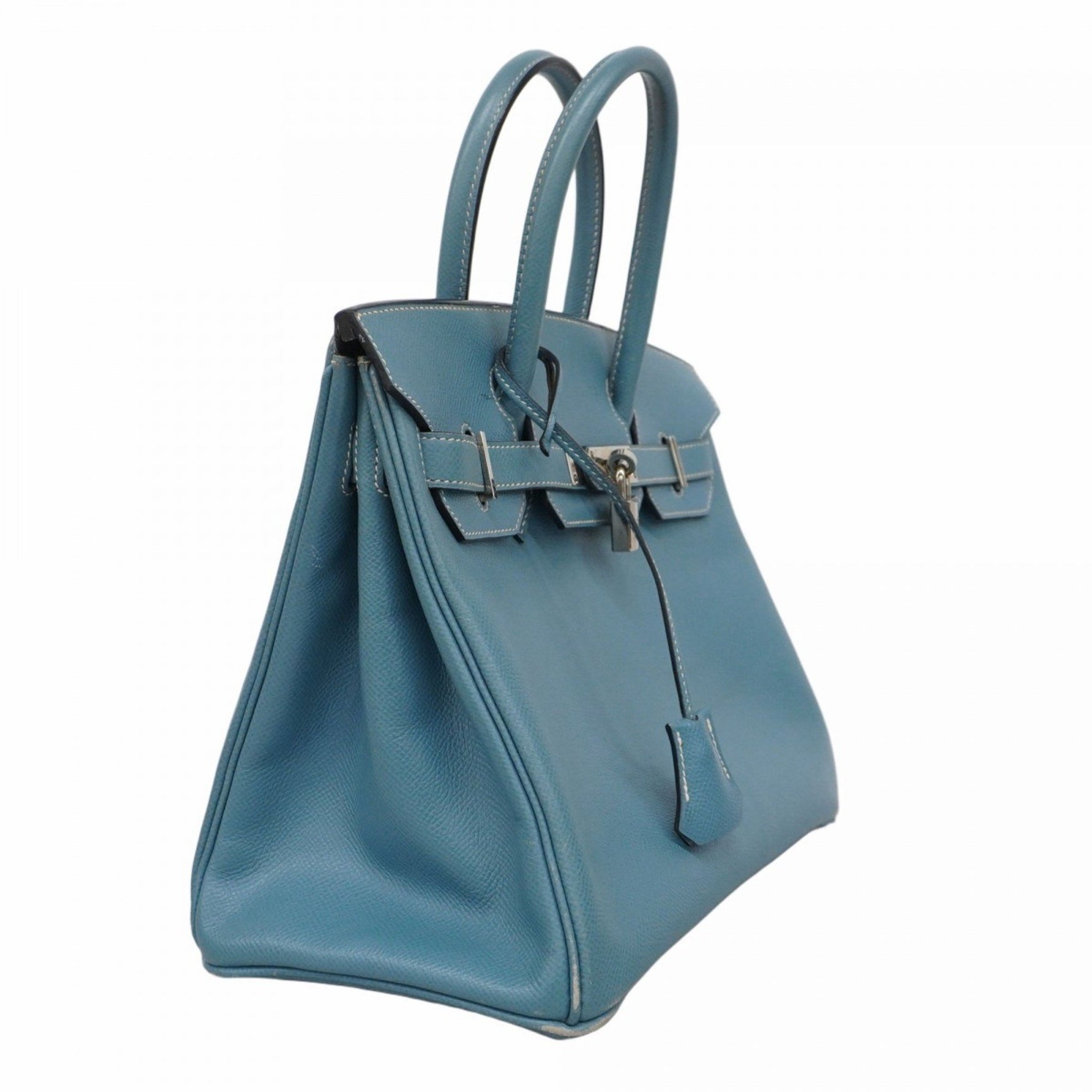 Hermes Hermès Birkin 30 Handbag in Epsom Leather, Blue Jean, H Stamp, Women's, P1155400