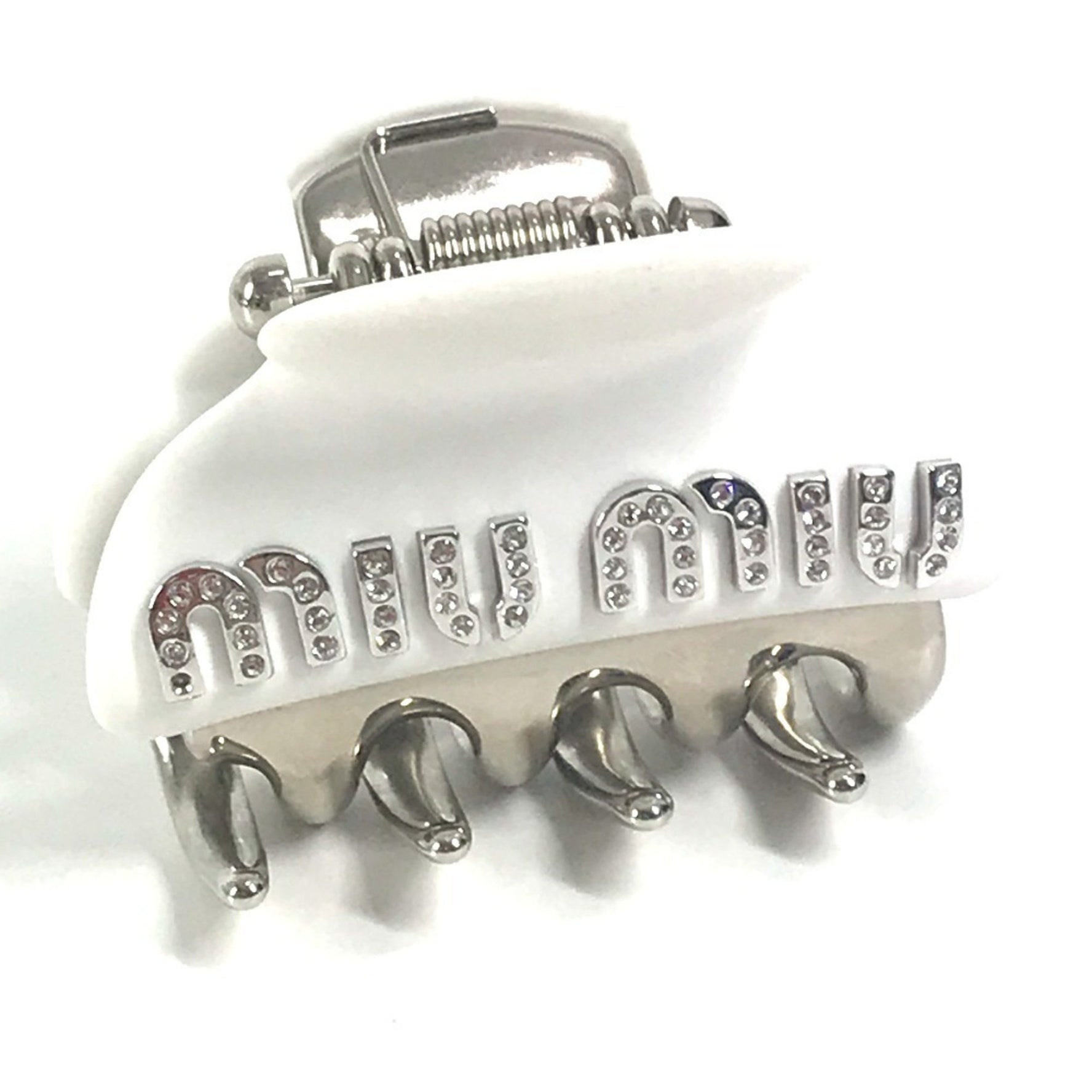 Miu Miu MIU Miu Logo Rhinestone Hair Clip Accessory Hairpin Metal