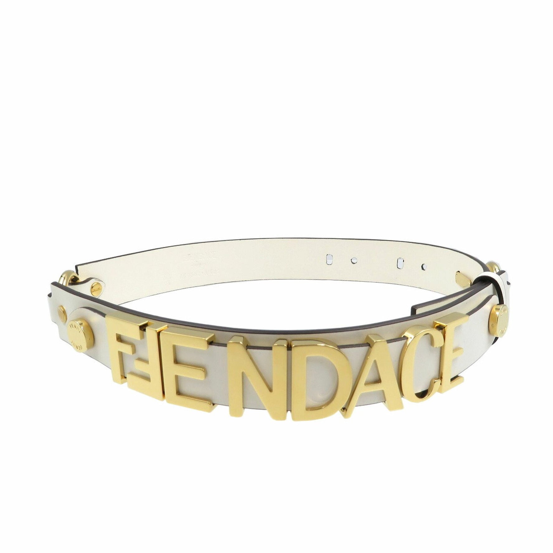Fendace Fendi Versace Leather Metal Gold Belt