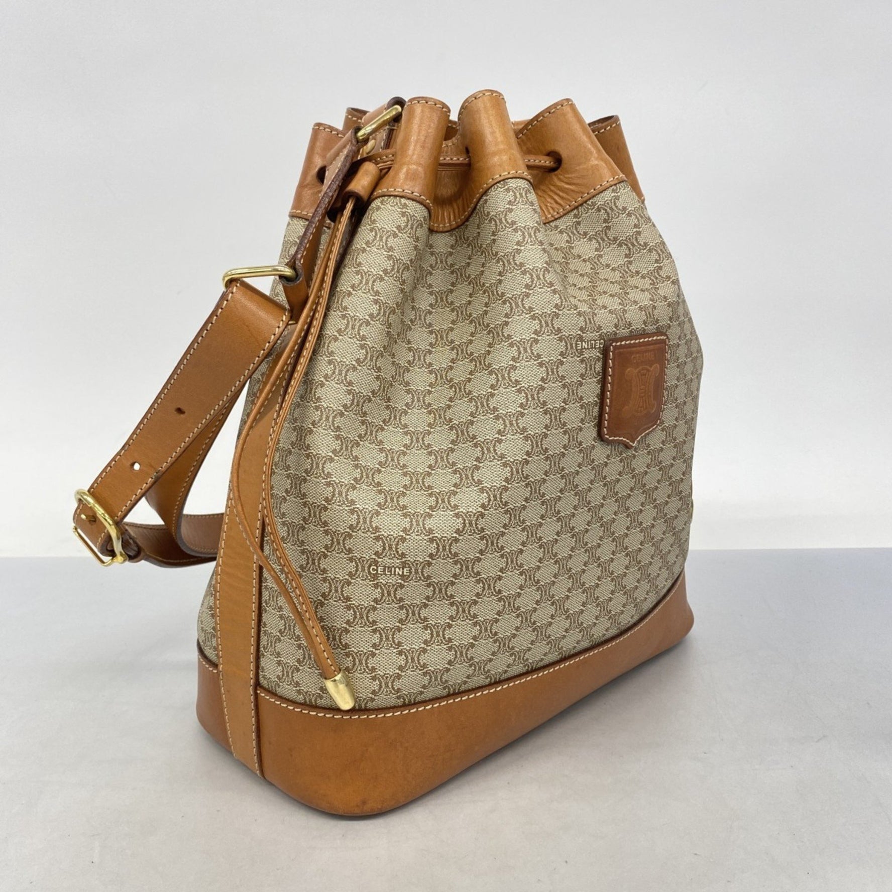 Celine Shoulder Bag Macadam Beige Brown