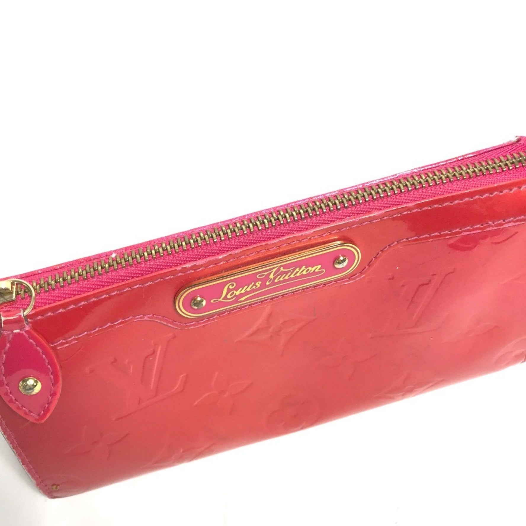 LOUIS VUITTON M93647 Monogram Vernis Truth Cosmetic Makeup Pouch, Patent Leather, Women's, Rose Pop Pink