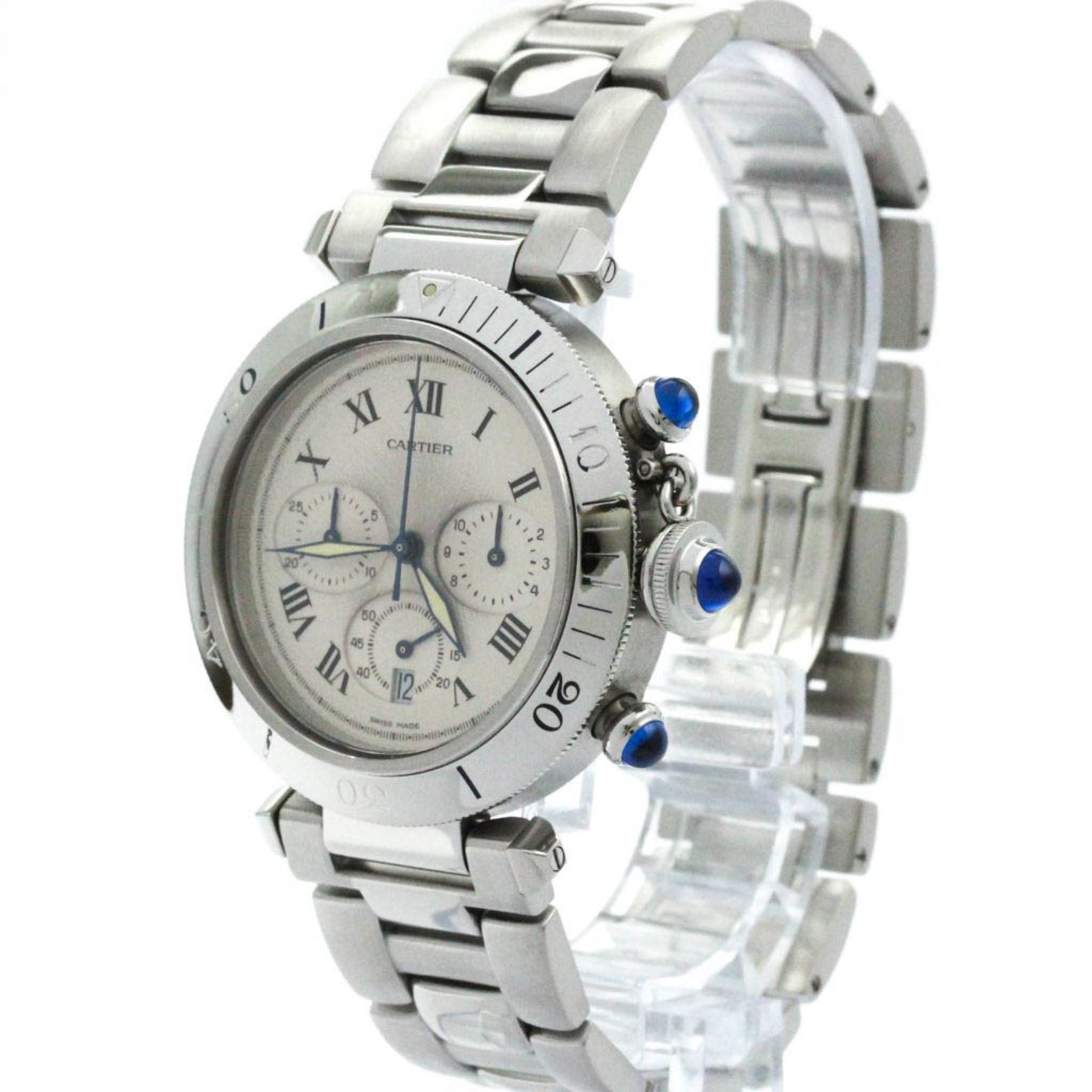Polished CARTIER Pasha 38 Chronograph Steel Quartz Watch