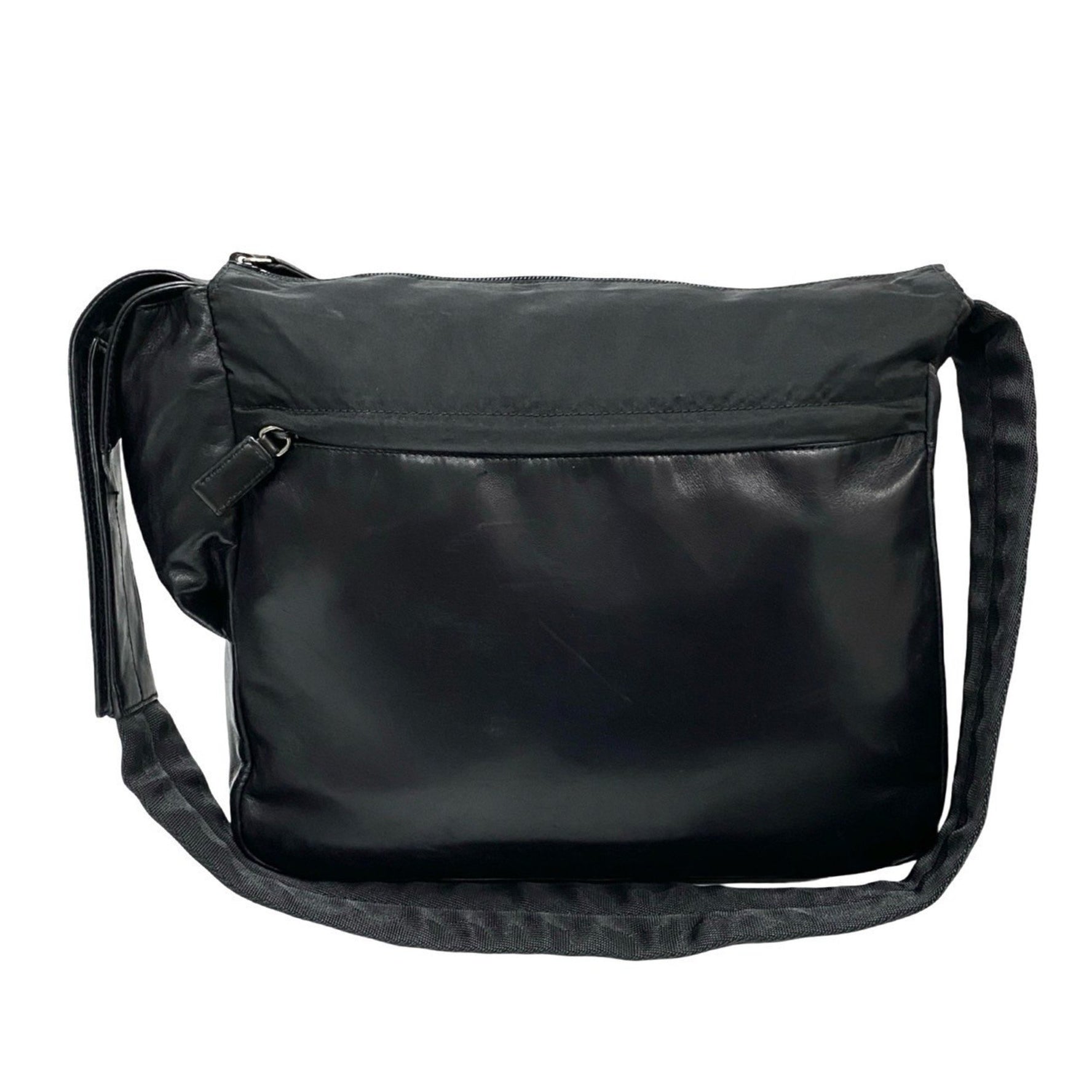 PRADA Logo Leather Mini Shoulder Bag, Sacoche, Pochette, Crossbody 505-4