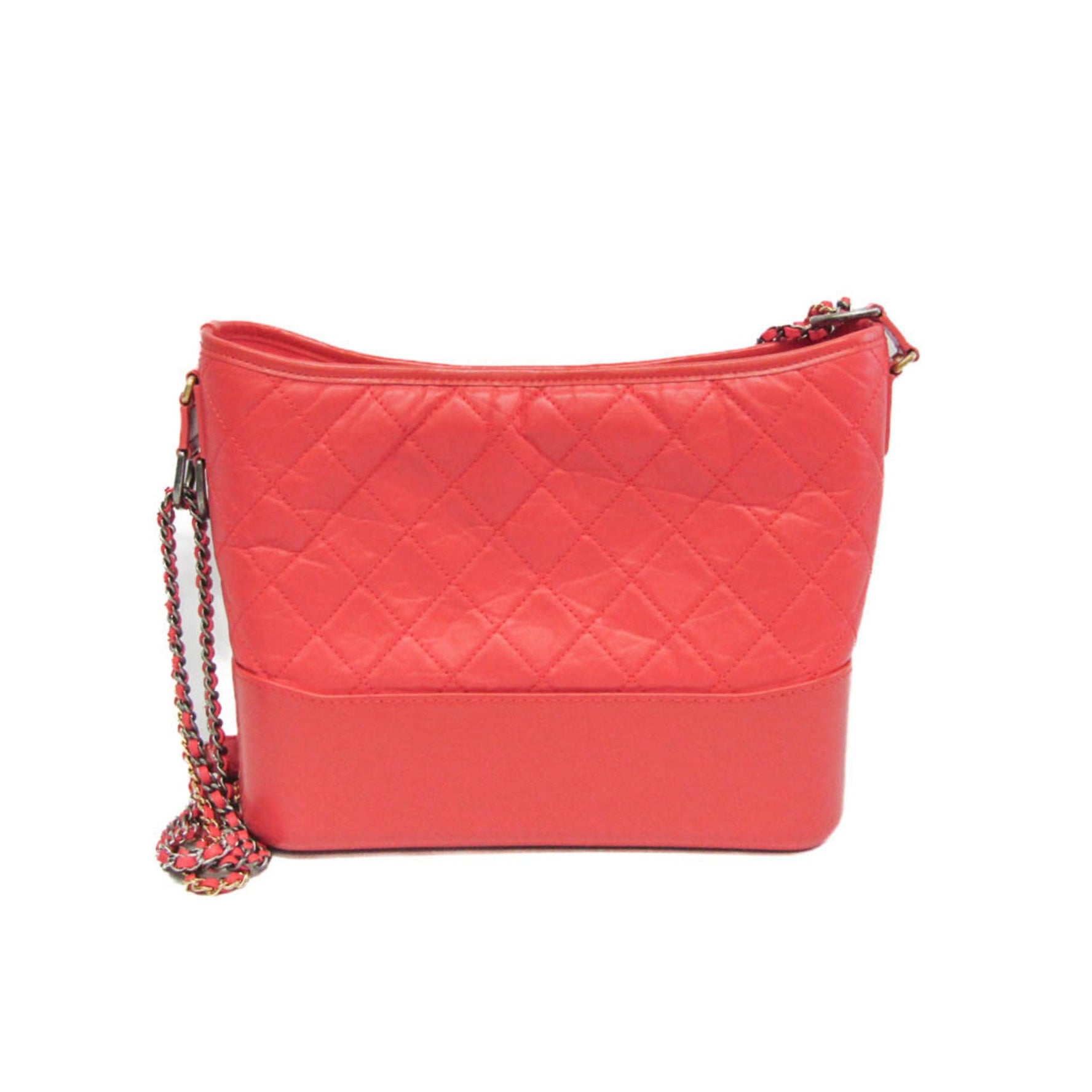 Chanel Gabrielle De Hobo Leather Shoulder Bag Coral Red