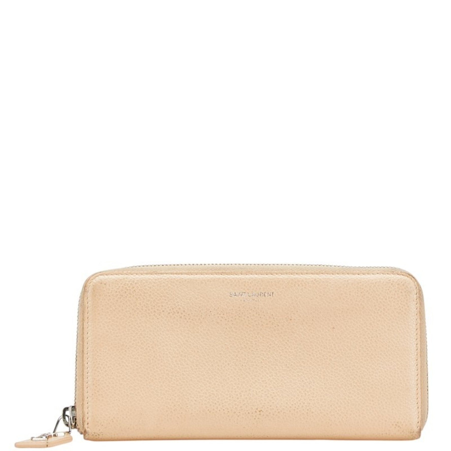 Saint Laurent round zipper long wallet in leather .