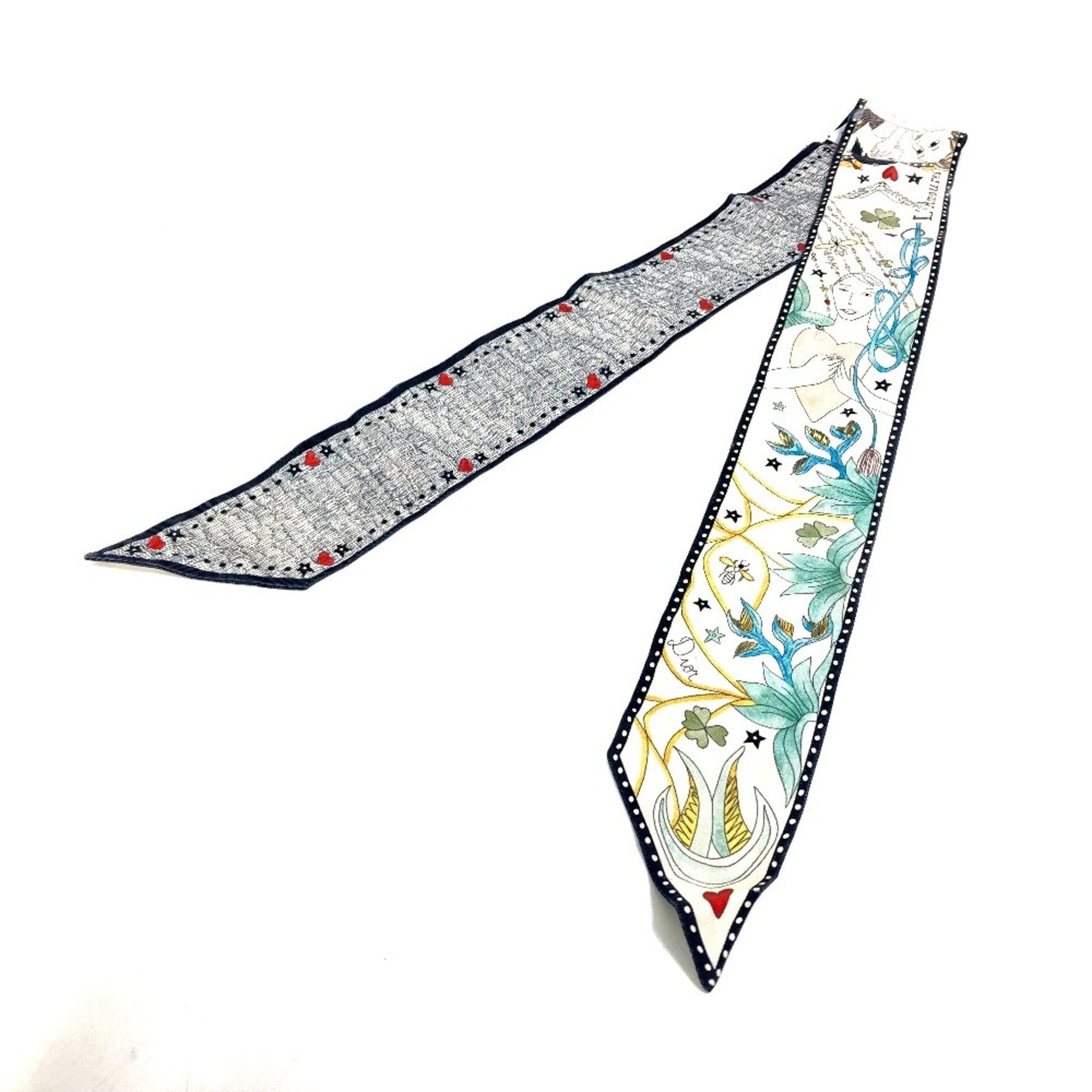 Christian Dior Dior Heart Pattern Mitza Bandeau Scarf Silk Multicolor