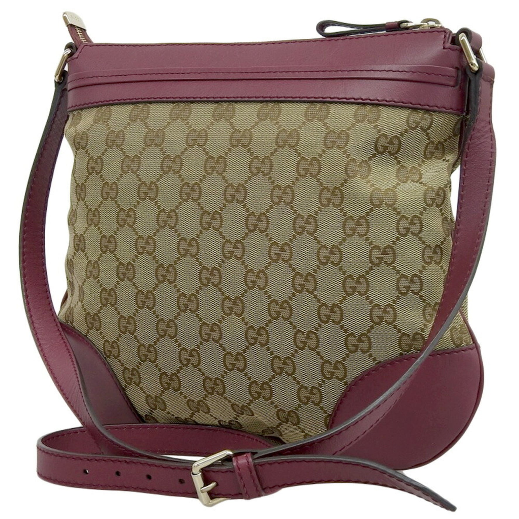 Gucci GG canvas shoulder bag x leather beige red crossbody ribbon