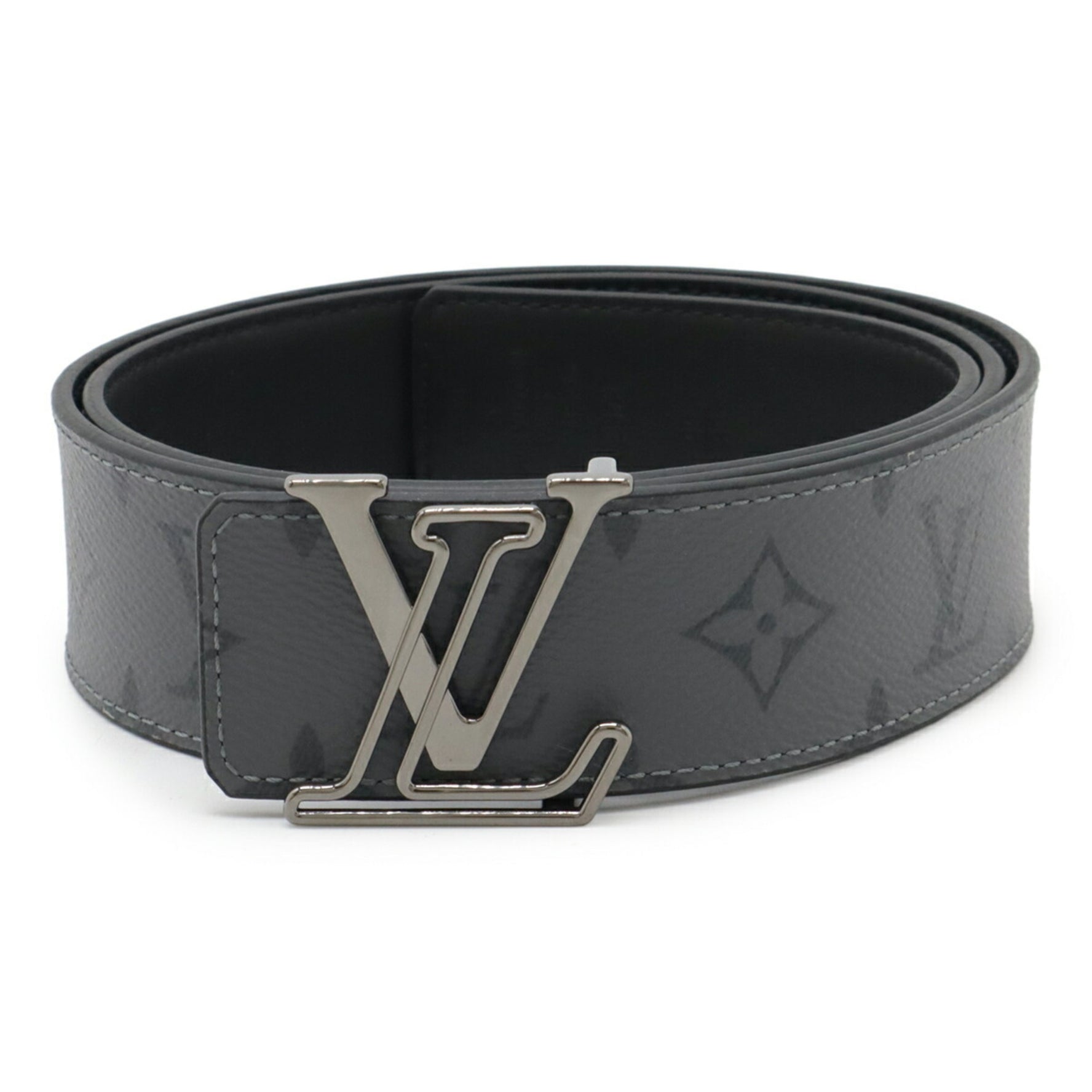 Louis Vuitton Monogram Eclipse Reverse Santur LV Line Reversible Belt #90