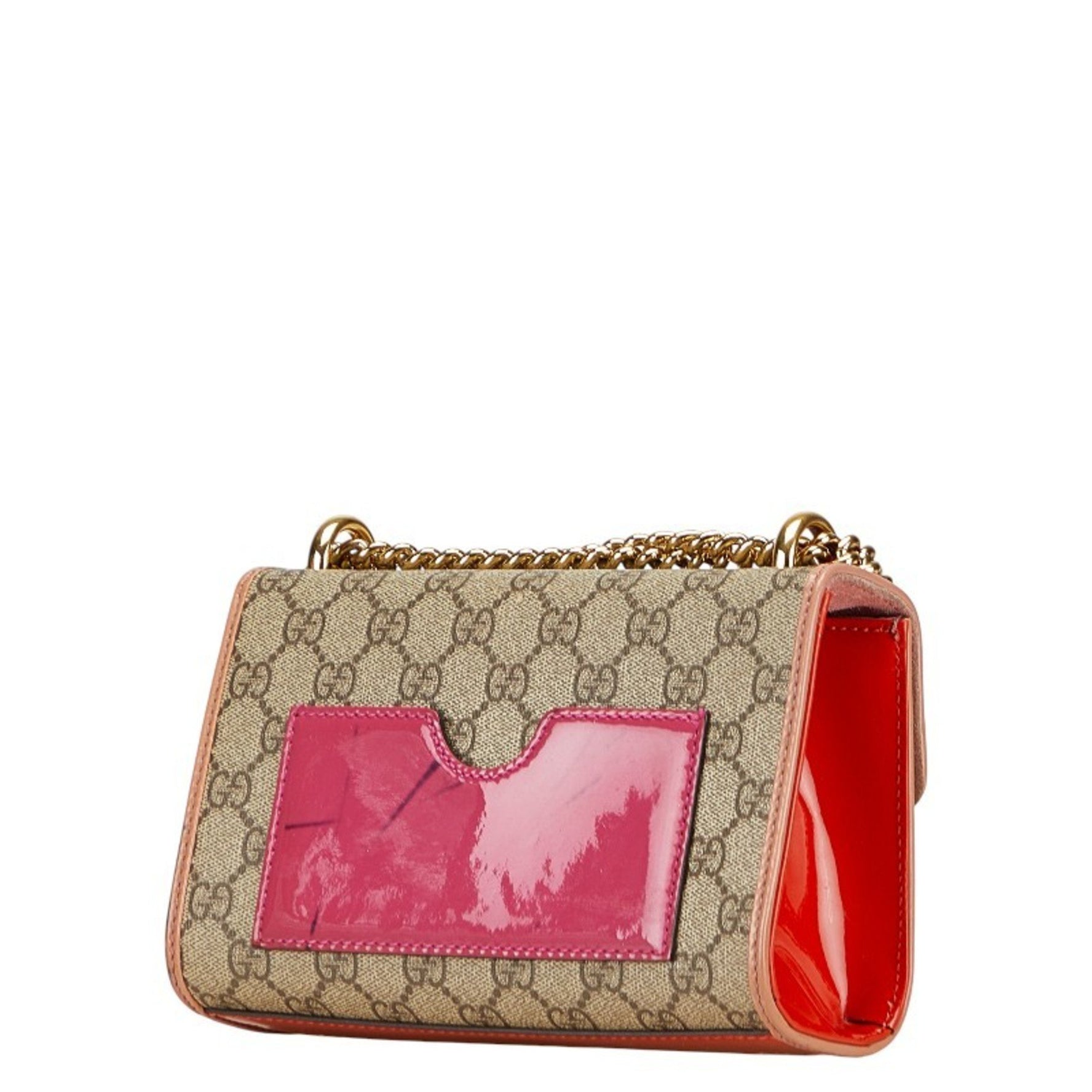 Gucci GG Supreme Shoulder Bag Beige Red Orange Leather