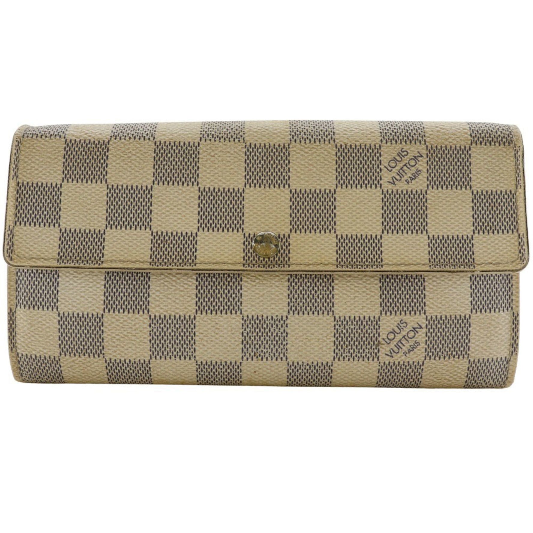 Louis Vuitton Portefeuille Sarah Long Wallet Damier Azur Canvas 2007 Snap Buttons Unisex