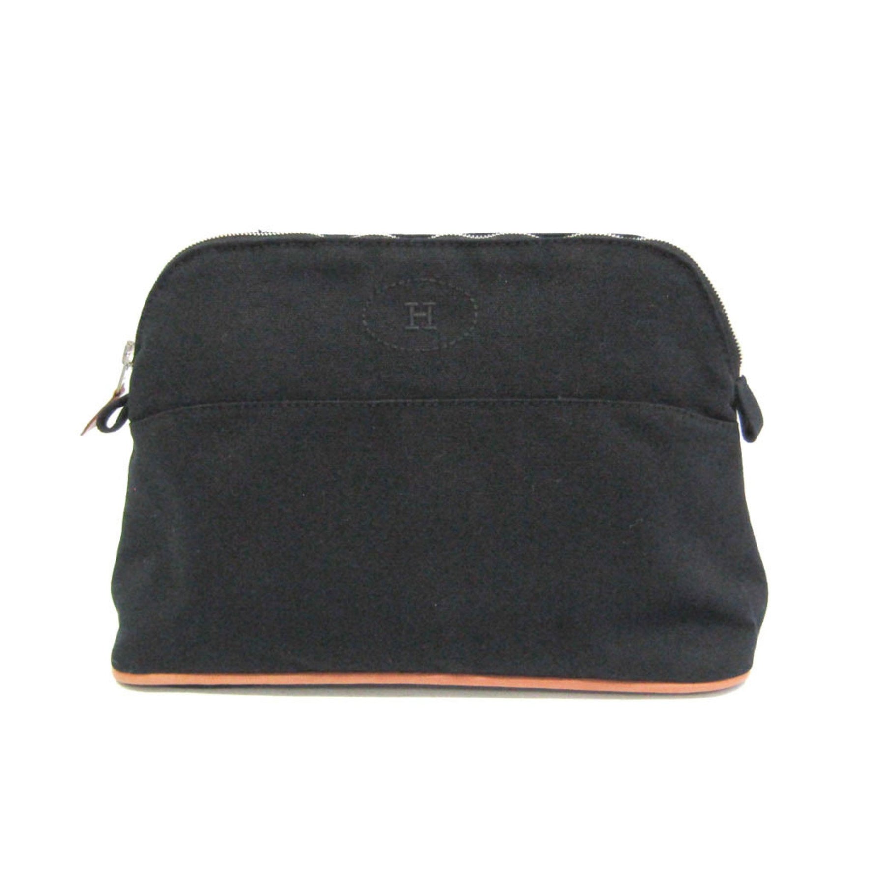 Hermes Bolide Pouch MM Women's Cotton,Leather Pouch Black