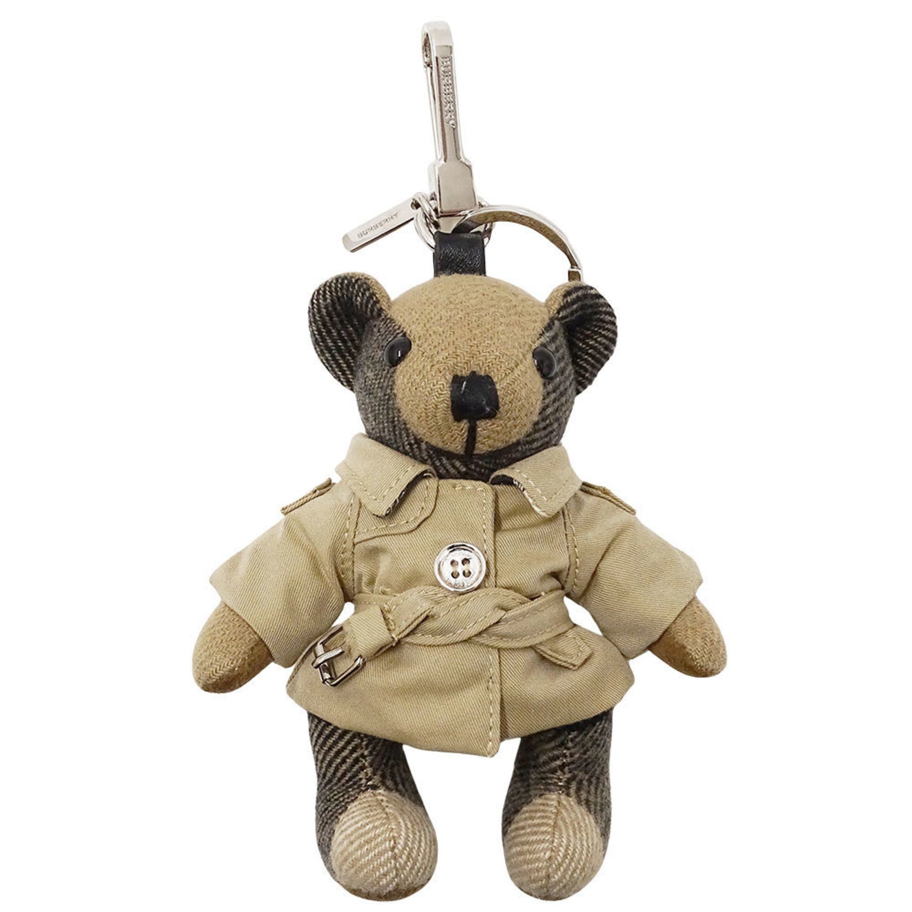 Burberry Thomas Bear keychain, archive beige, cashmere bag charm with key ring, .