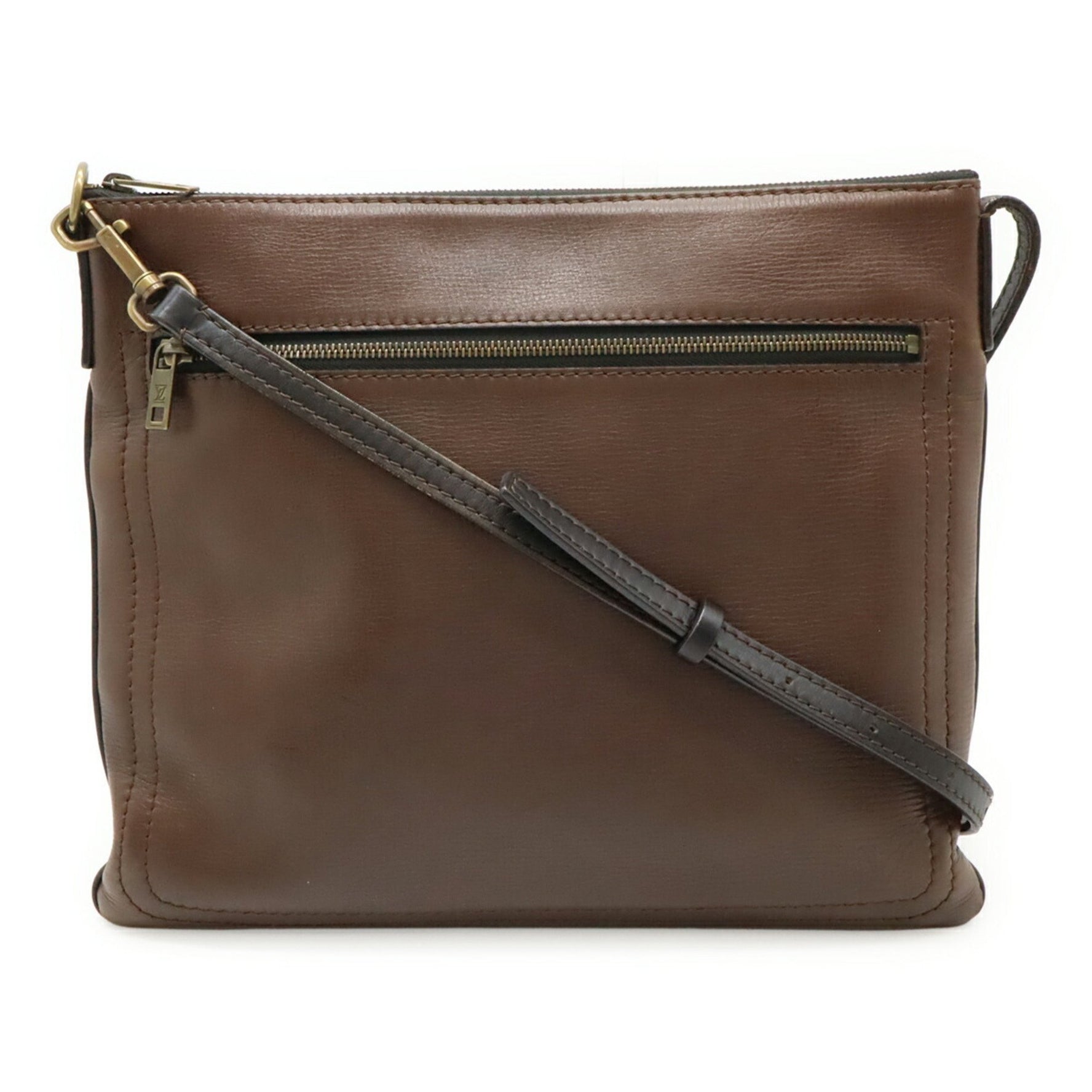 Louis Vuitton Utah Sac Plat Shoulder Bag, Leather, Cafe Brown, Dark