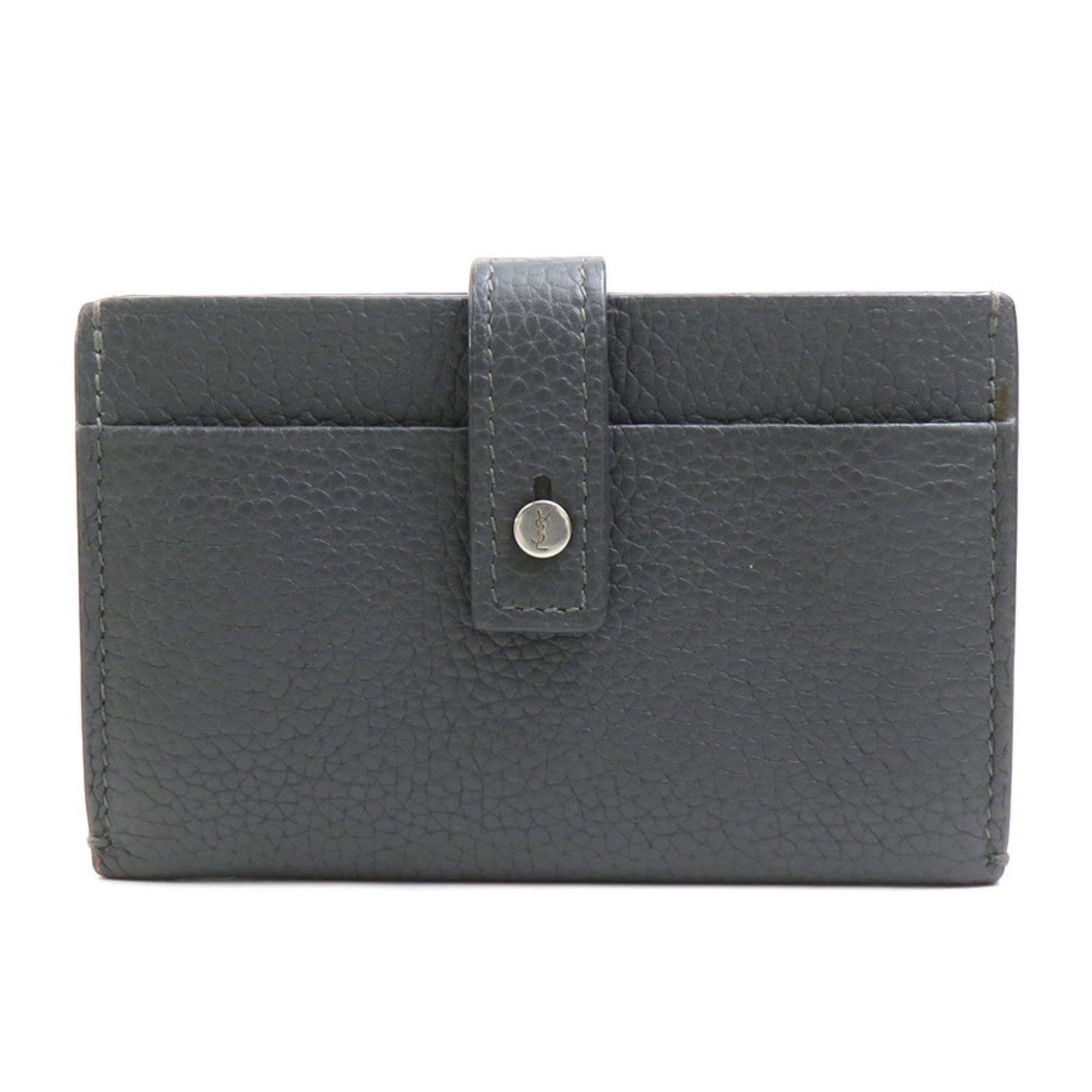 Saint Laurent SAINT LAURENT Business Card Holder/Card Case Leather Grey Men's Women's 56082a