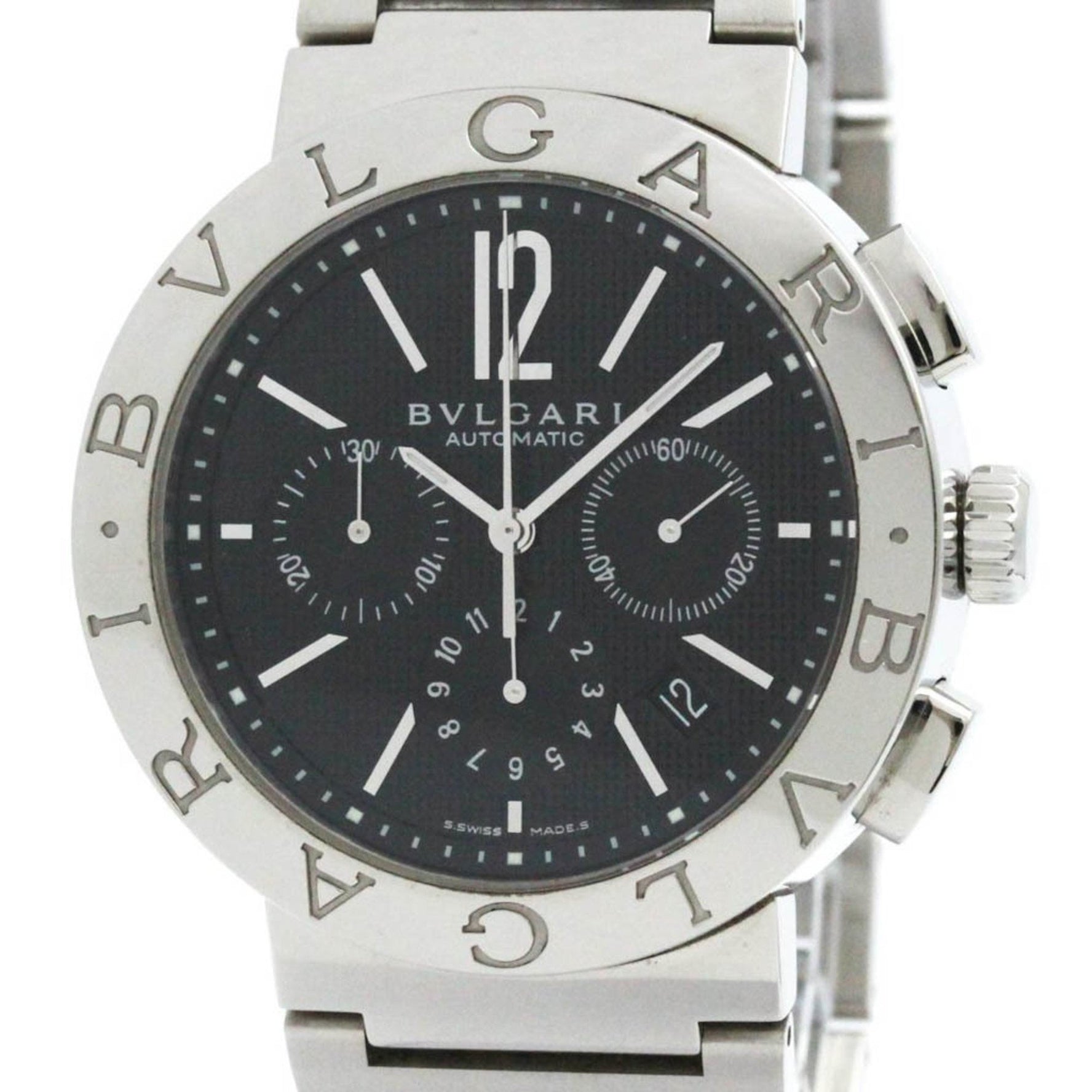 Polished BVLGARI BVLGARI-BVLGARI Chronograph Automatic Watch BB42SSCH BF578759
