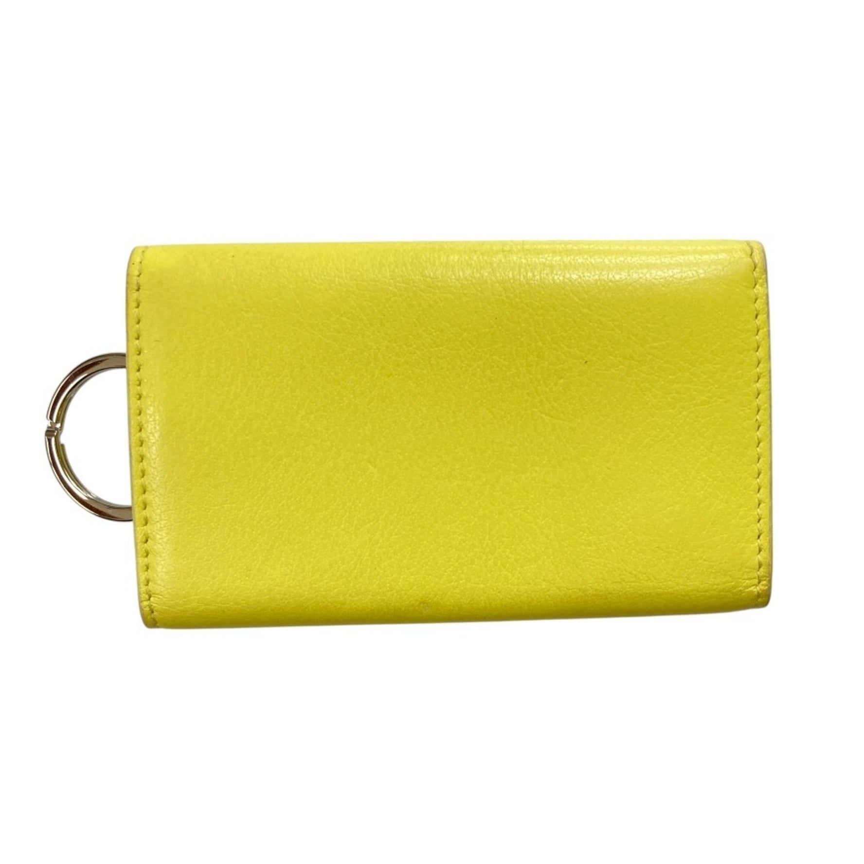 BALENCIAGA PAPER Leather Logo Tri-fold 6-ring Key Case Ring 499204・7495・S・568148 Yellow Men's Women's