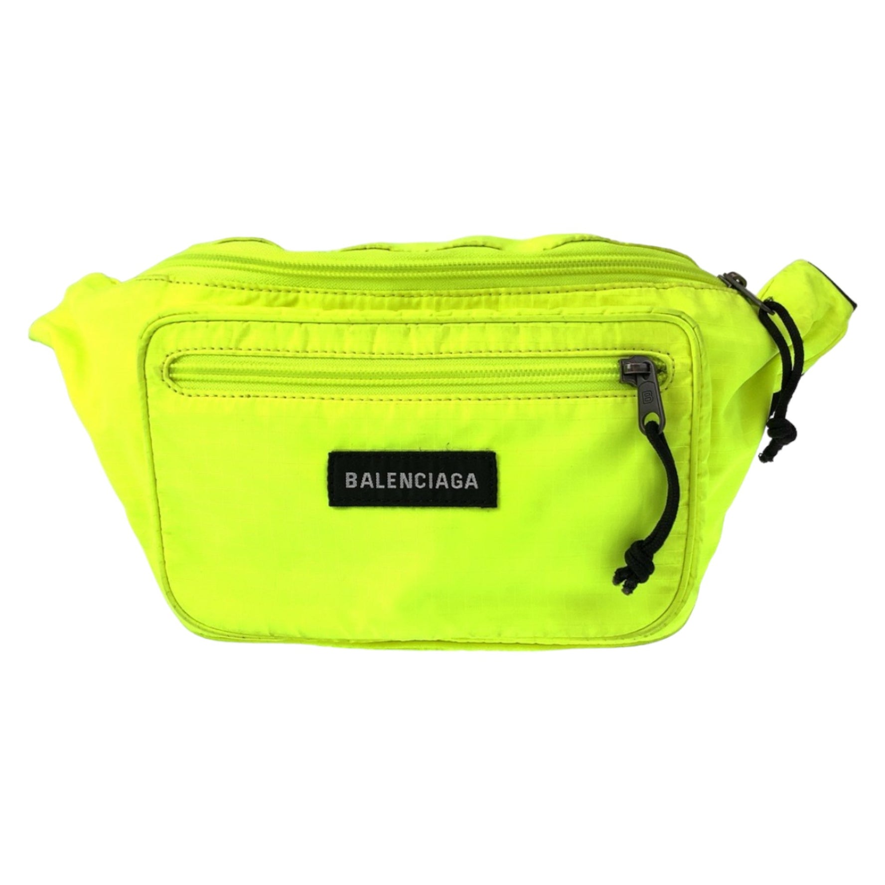 BALENCIAGA Explorer Fluorescent Neon Yellow Black Nylon Waist Pouch Body Bag Bum Men's