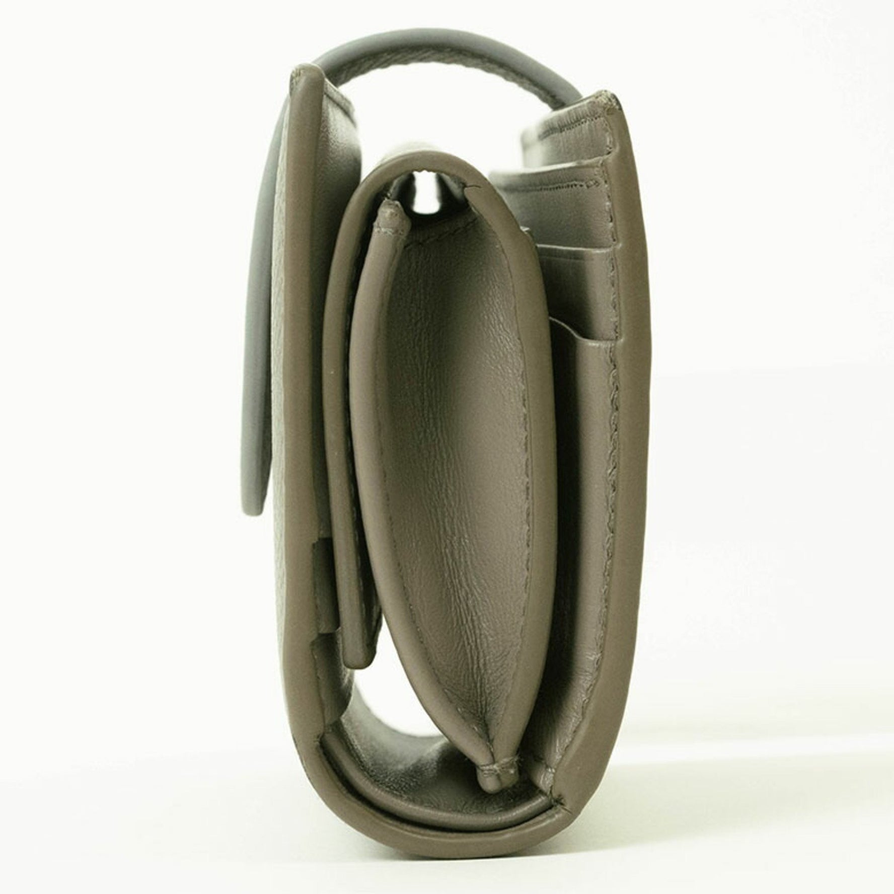 Celine Small Strap Wallet Bi-Color Bi-Fold Pebble Mineral