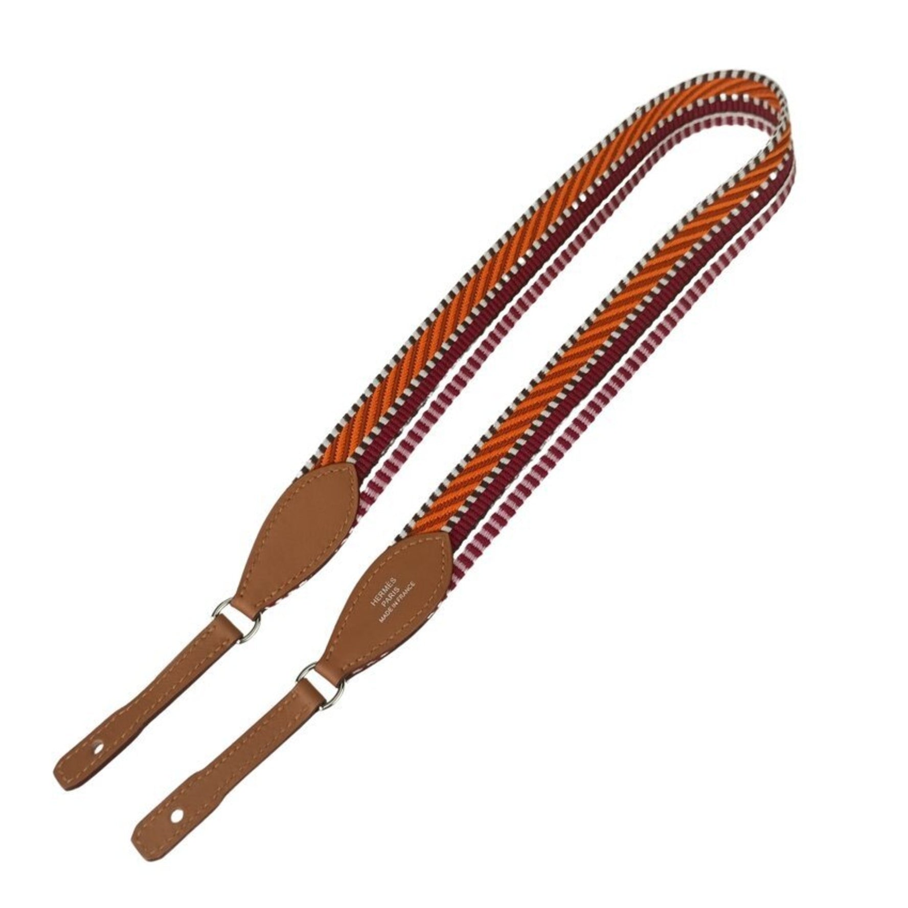 HERMES Caval To Go Bandouliere Shoulder Strap in Orange, Pink, Brown, and Multicolor Canvas Leather for Women