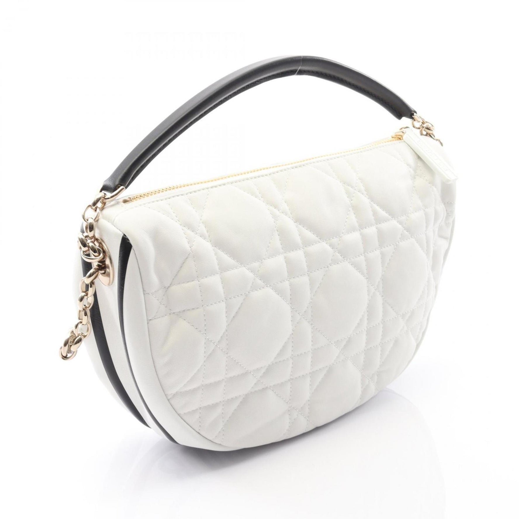Christian Dior Dior VIBE Medium Hobo Cannage Leather Handbag, White/Black