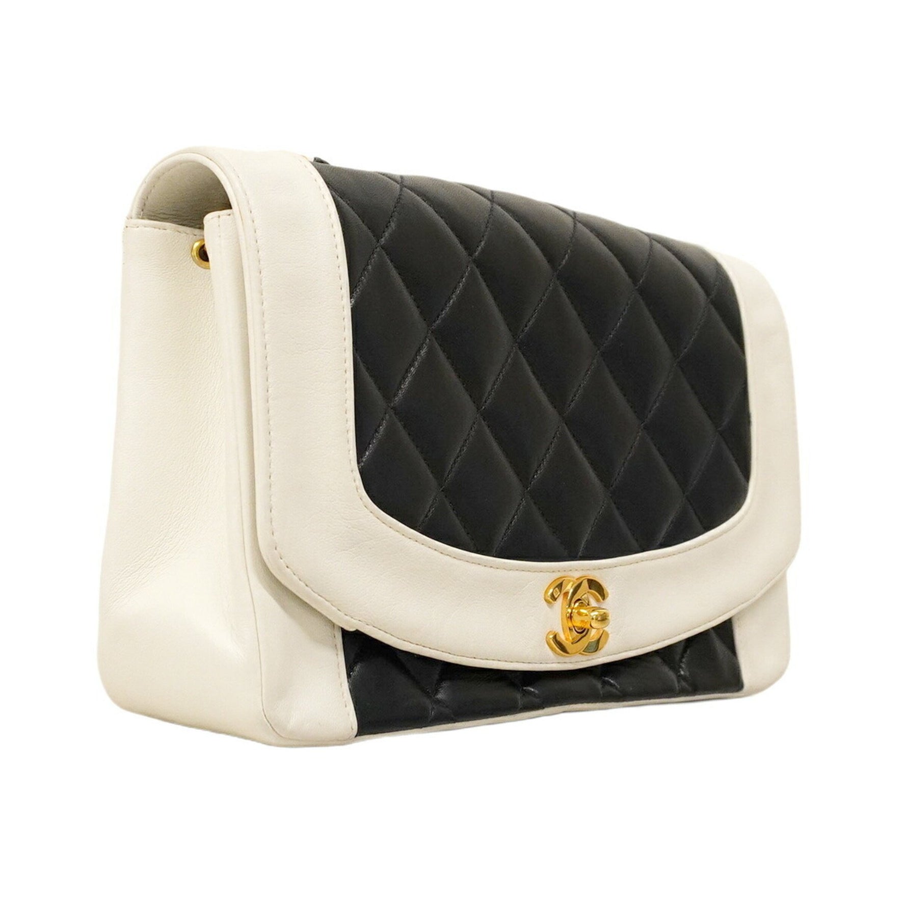 Chanel Diana Shoulder Bag with Chain Bag, Lambskin, Navy and White