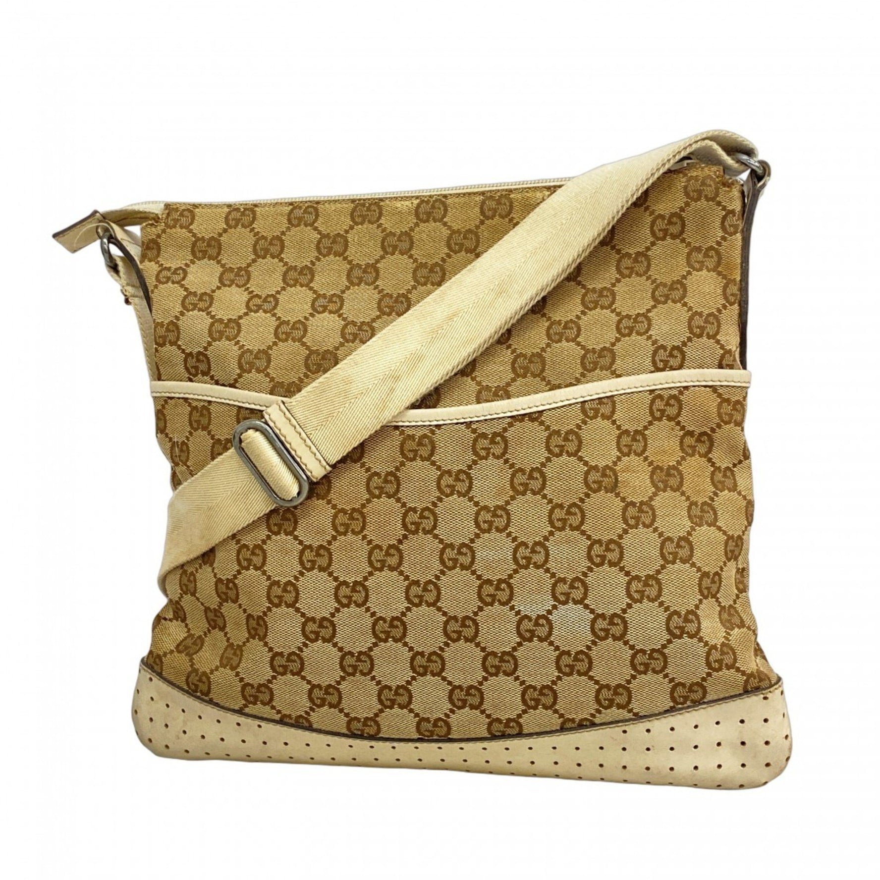 Gucci Shoulder Bag GG Canvas Beige Brown White