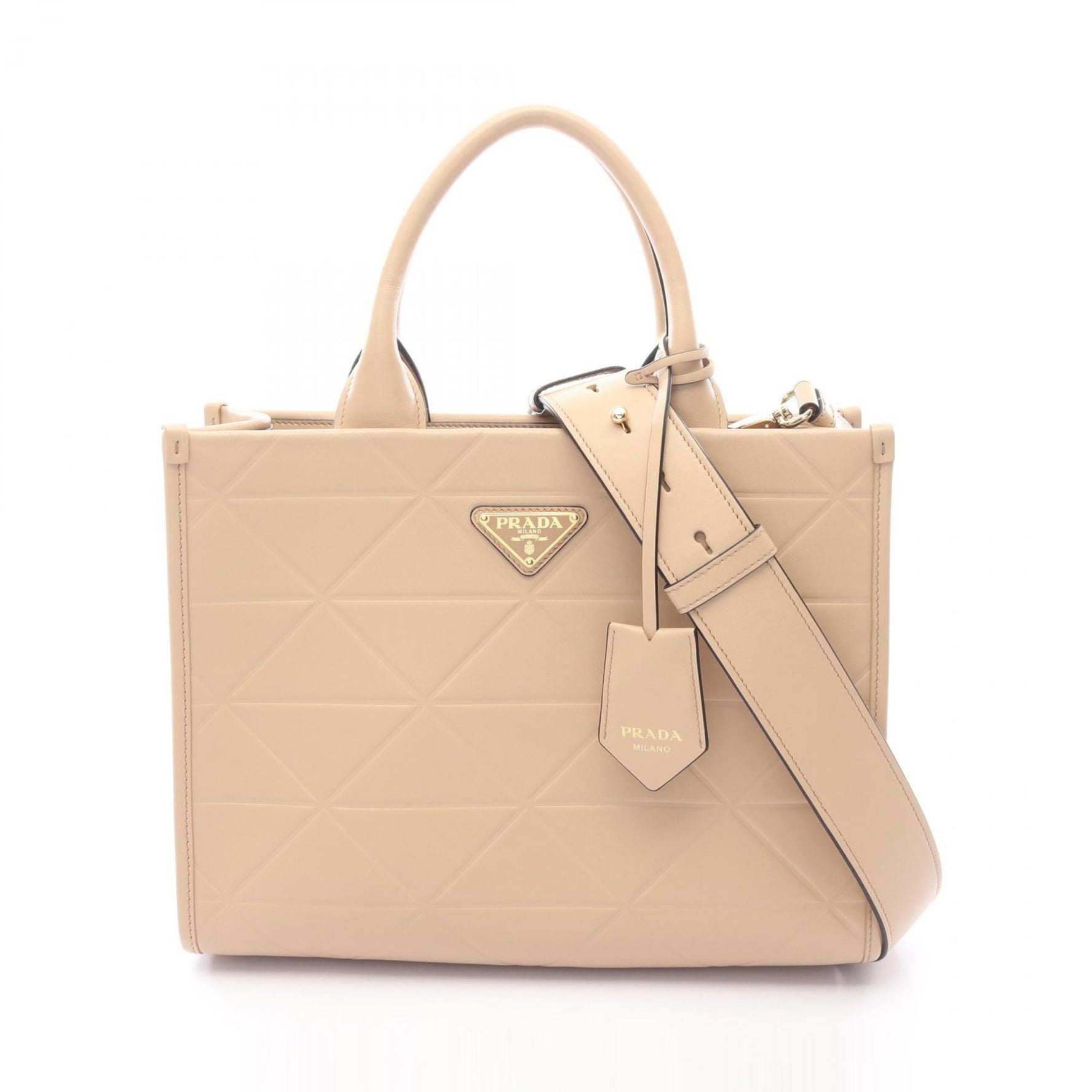 Prada Symbol Topstitched Soft Calf Leather Tote Bag