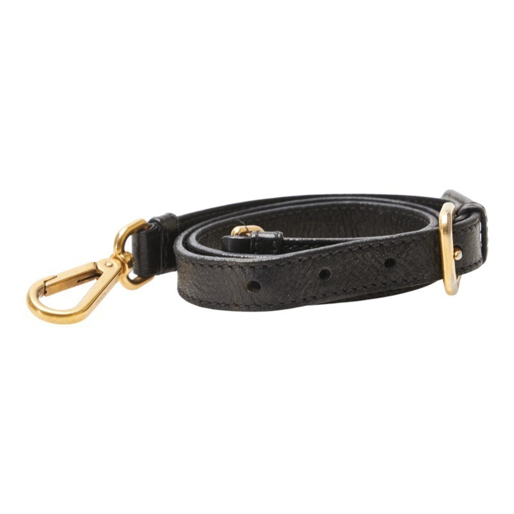 Prada shoulder strap, black leather, women's, PRADA