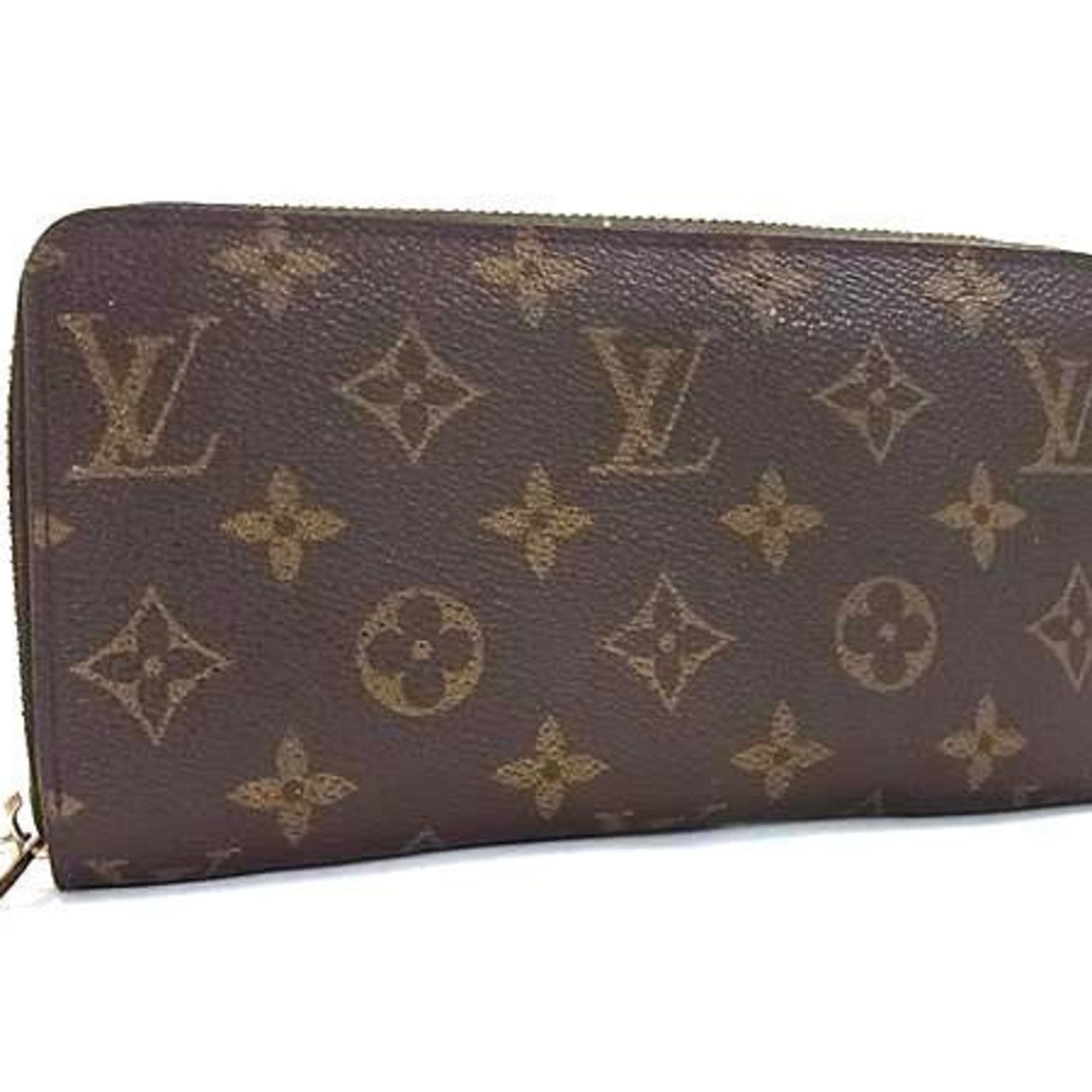 LOUIS VUITTON Monogram Zippy Wallet M42616 Brown Leather Round for Men and Women