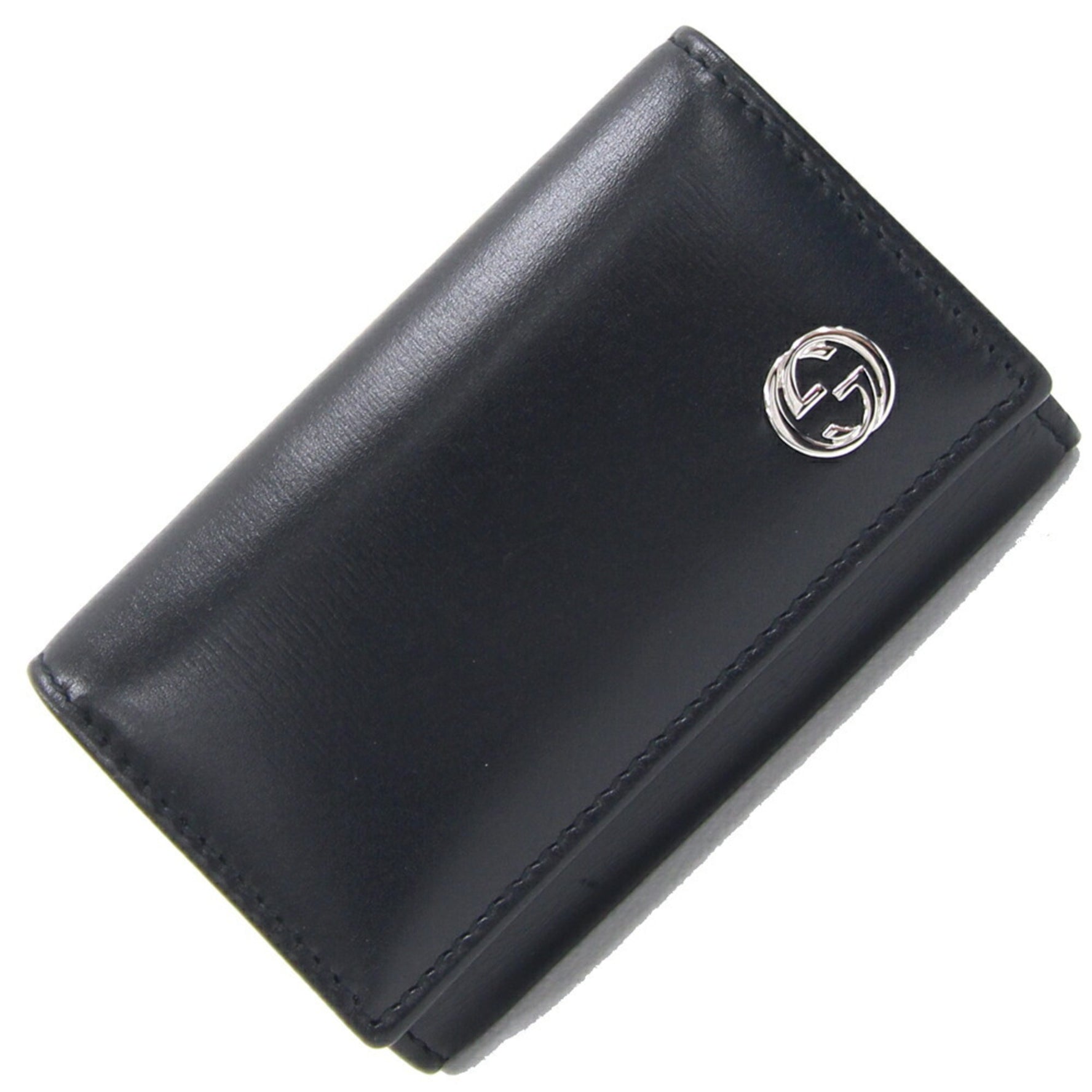 Gucci Case Interlocking G Leather Key Ring