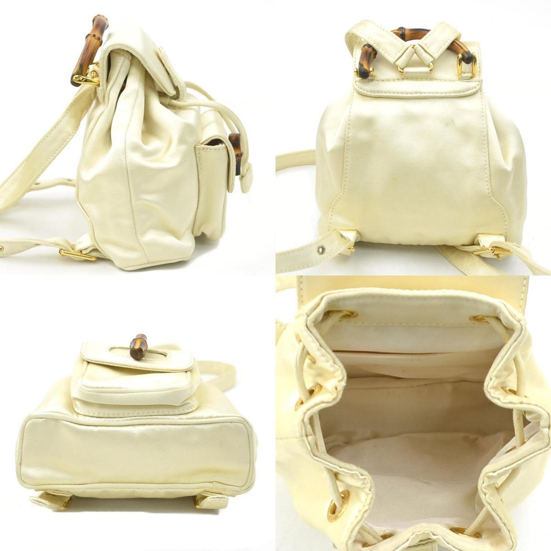 Gucci Bamboo Satin Backpack, Light Beige