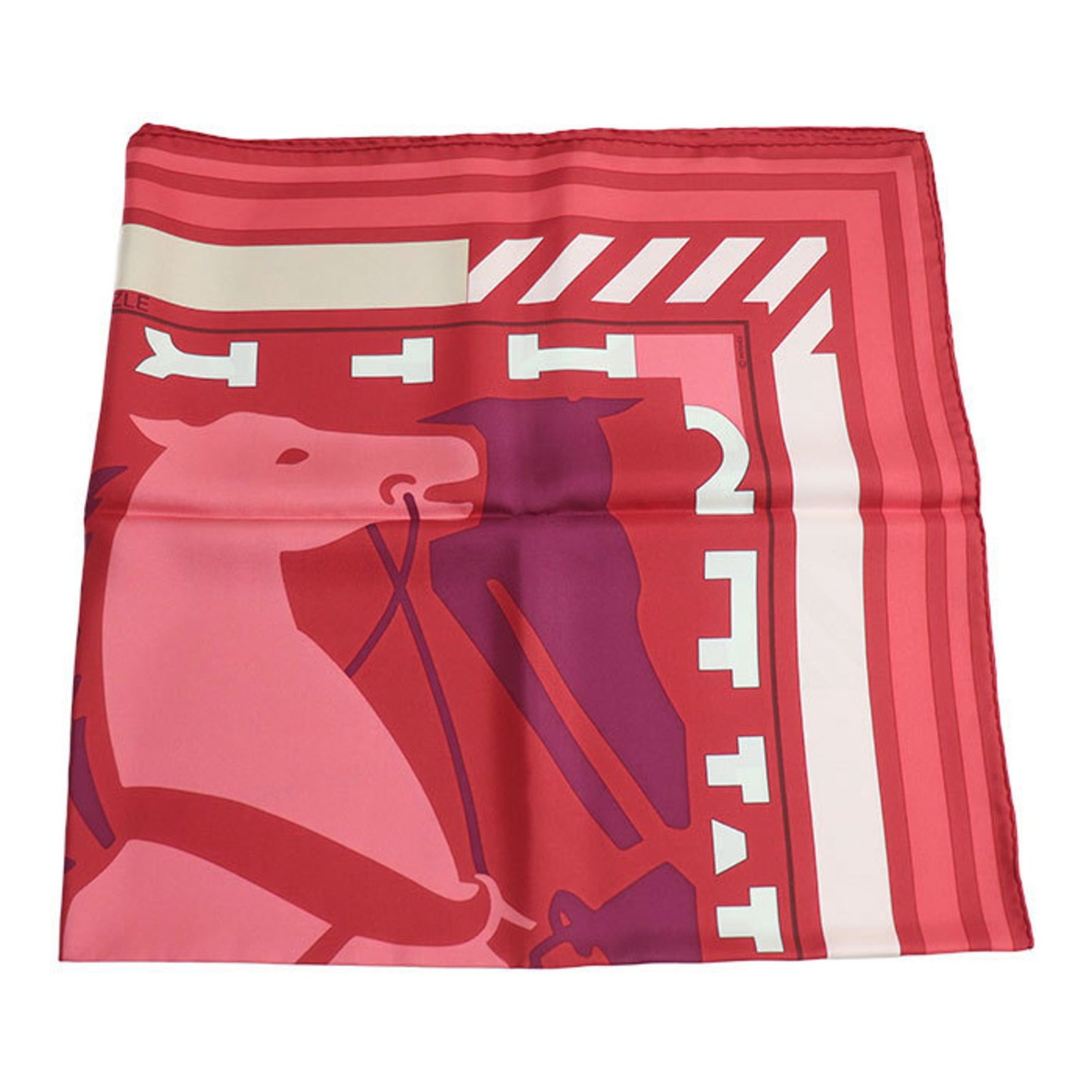 HERMES Carre 90 PUZZLE Scarf Muffler Red/Pink
