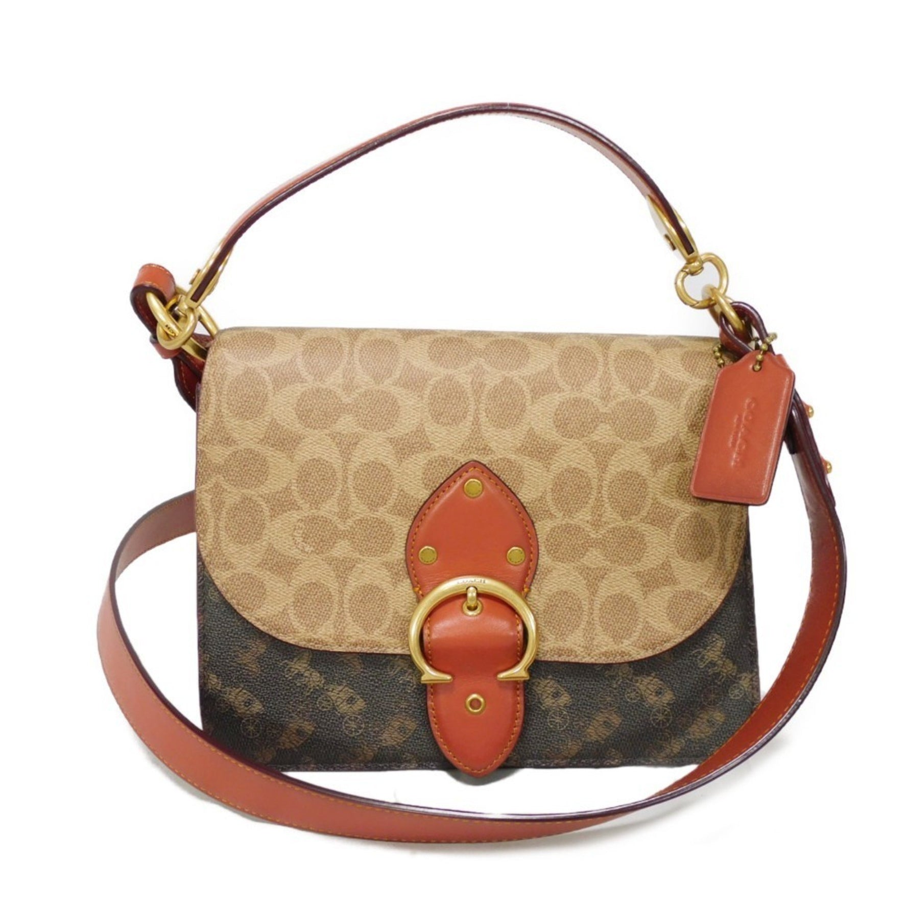 COACH Shoulder Bag Beat Signature Hand Chain 3WAY Crossbody Horse & Carriage Print C2418 Women's