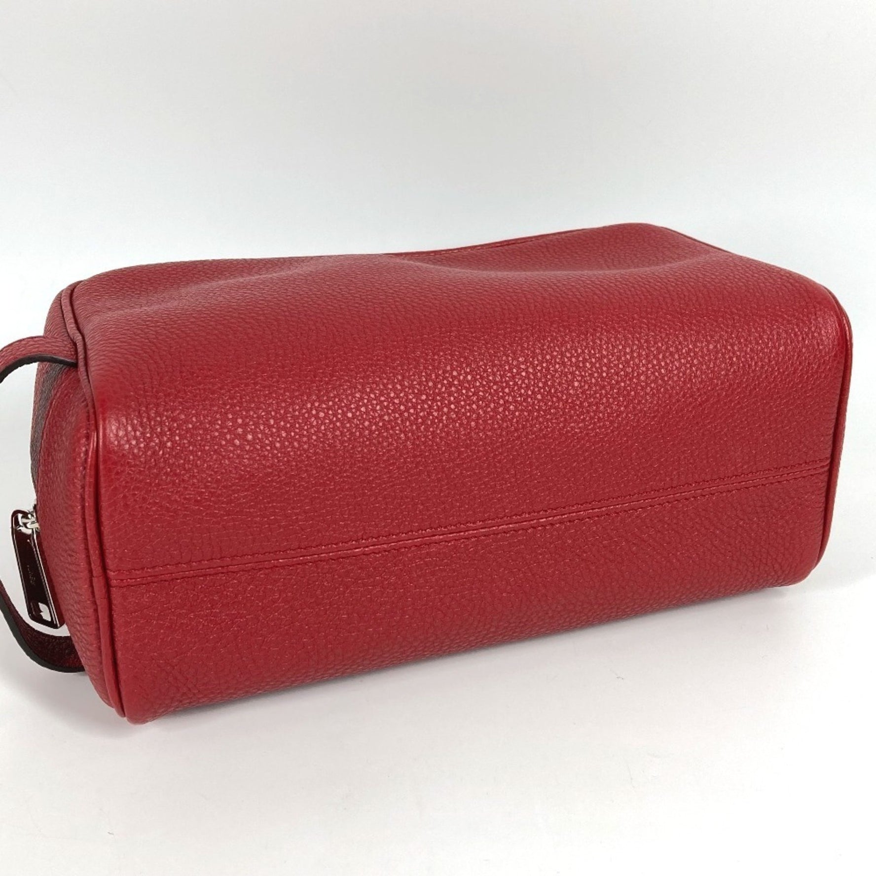 FENDI Leather Clutch Bag with Handle and Logo, Red, Women
