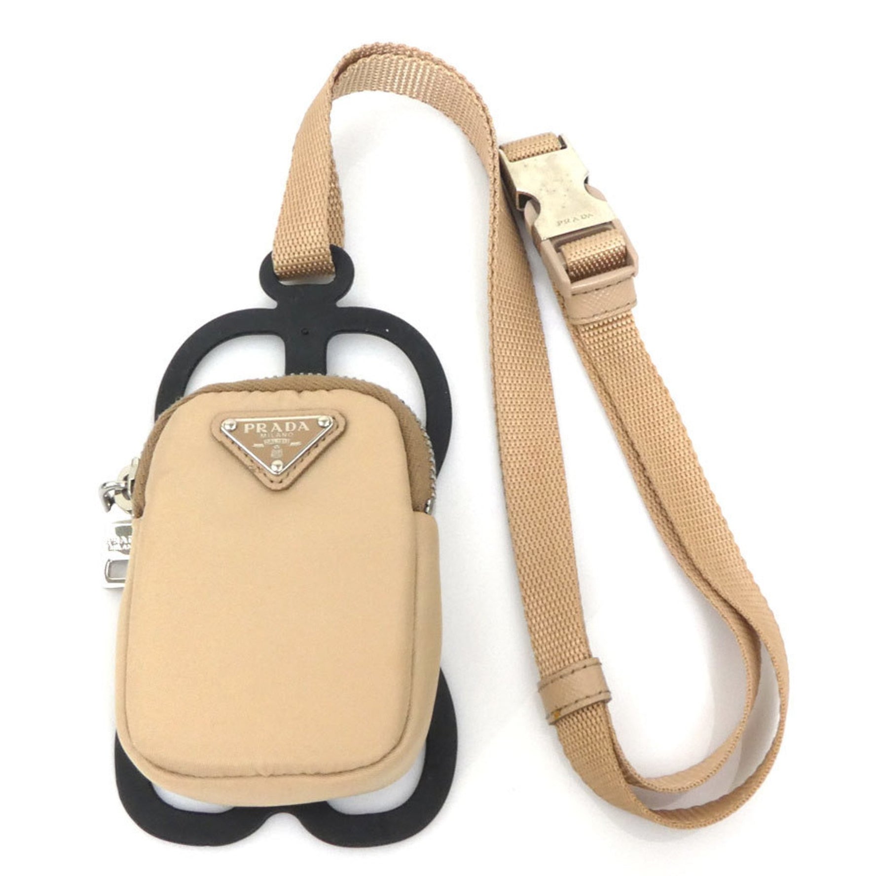 Prada smartphone case and holder, nylon silicone, beige, for men women, 1ZT016 h31462g