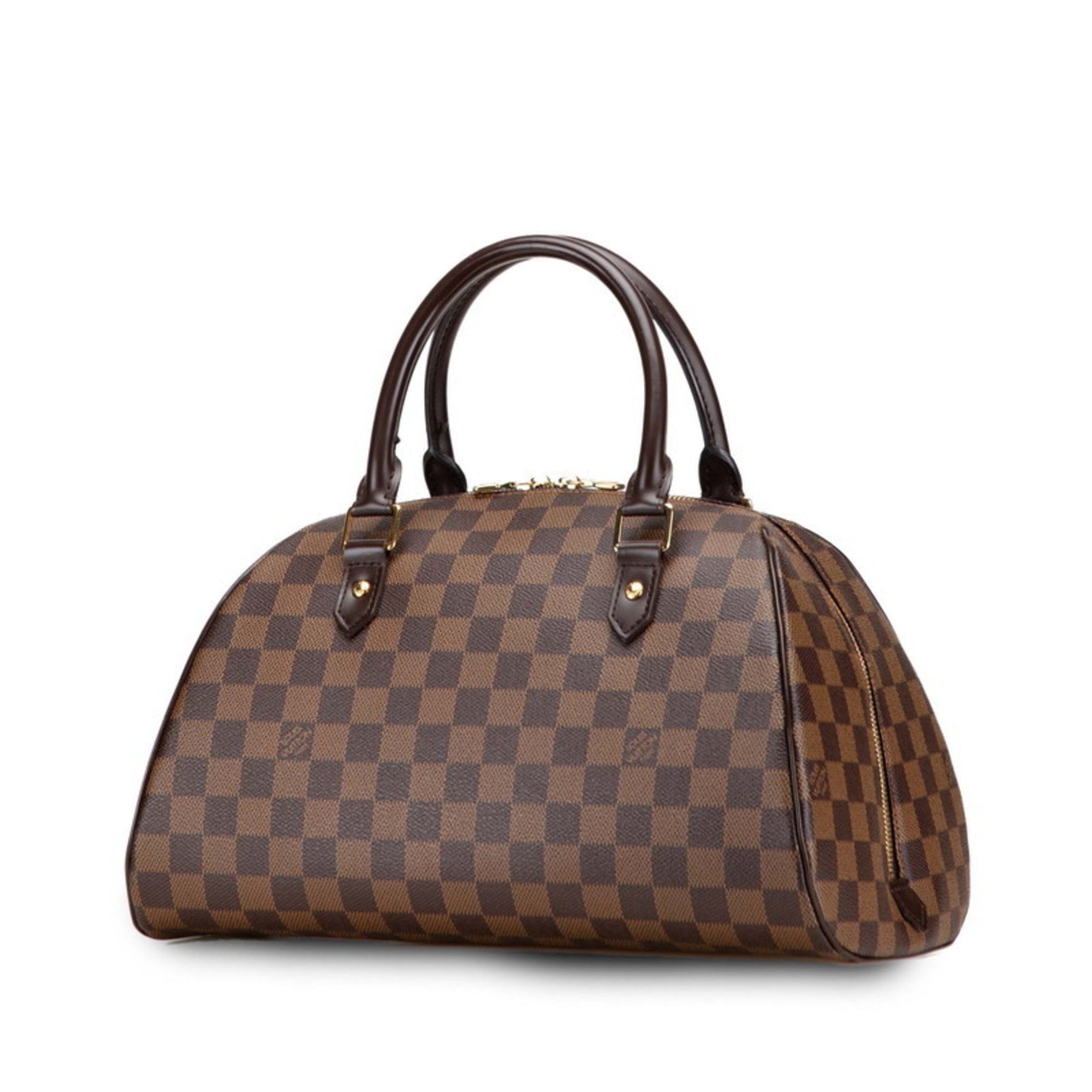 Louis Vuitton Damier Rivera MM Handbag Mini Boston Bag Ebene Brown Leather LOUIS VUITTON