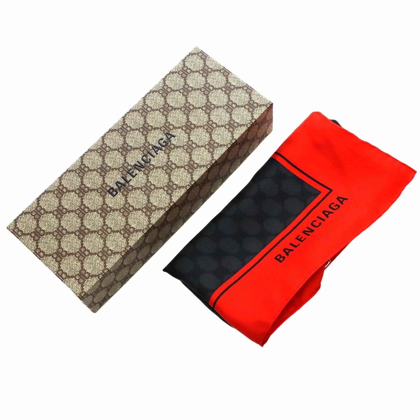 Balenciaga Gucci Hacker Project Scarf, 100% Silk, Black and Red,
