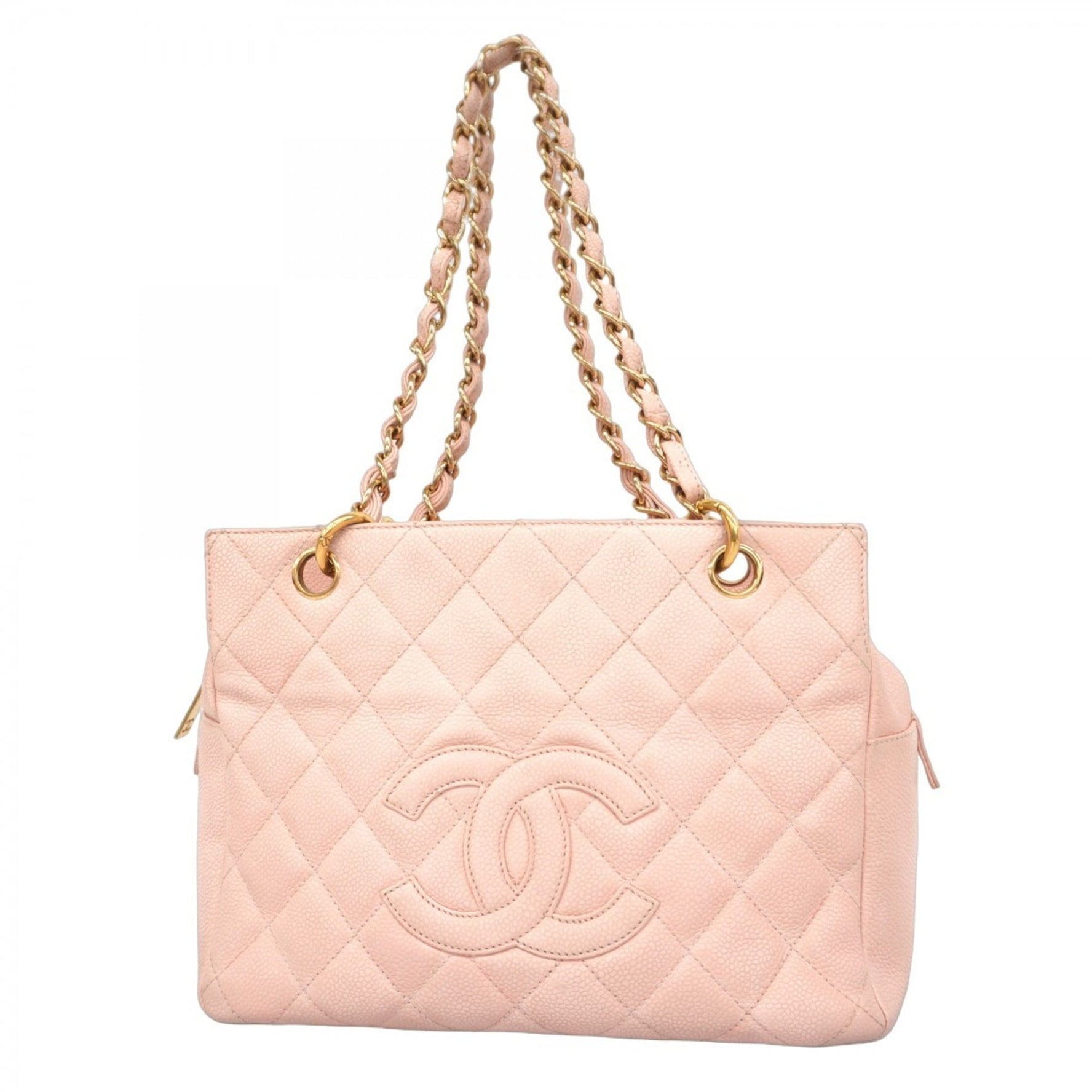 Chanel Matelasse Shoulder Bag with Chain in Light Pink Caviar Leather