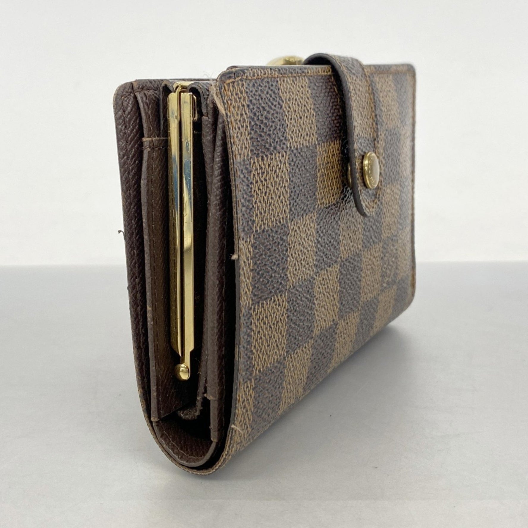 Louis Vuitton Damier Porte Monnaie Bi-fold Viennois Wallet N61664 Ebene Women's