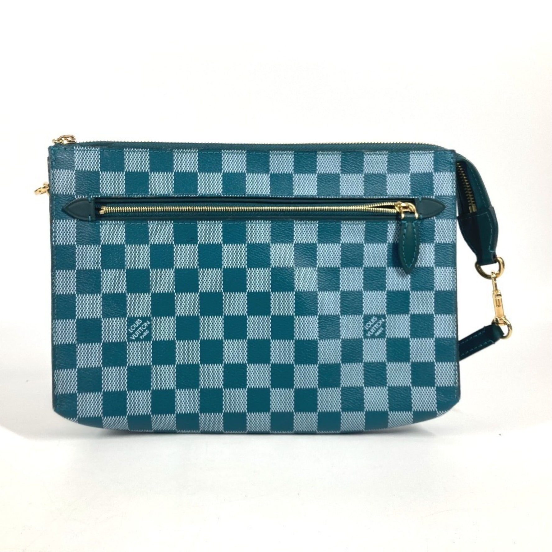 Louis Vuitton Damier Color Module Bag Clutch Second Shoulder Leather Men's Cyan Green