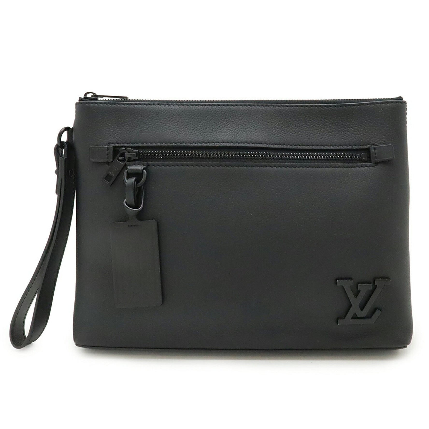 LOUIS VUITTON LV Aerogram Take-Off Pouch/Clutch Bag in Grained Leather Noir/Black