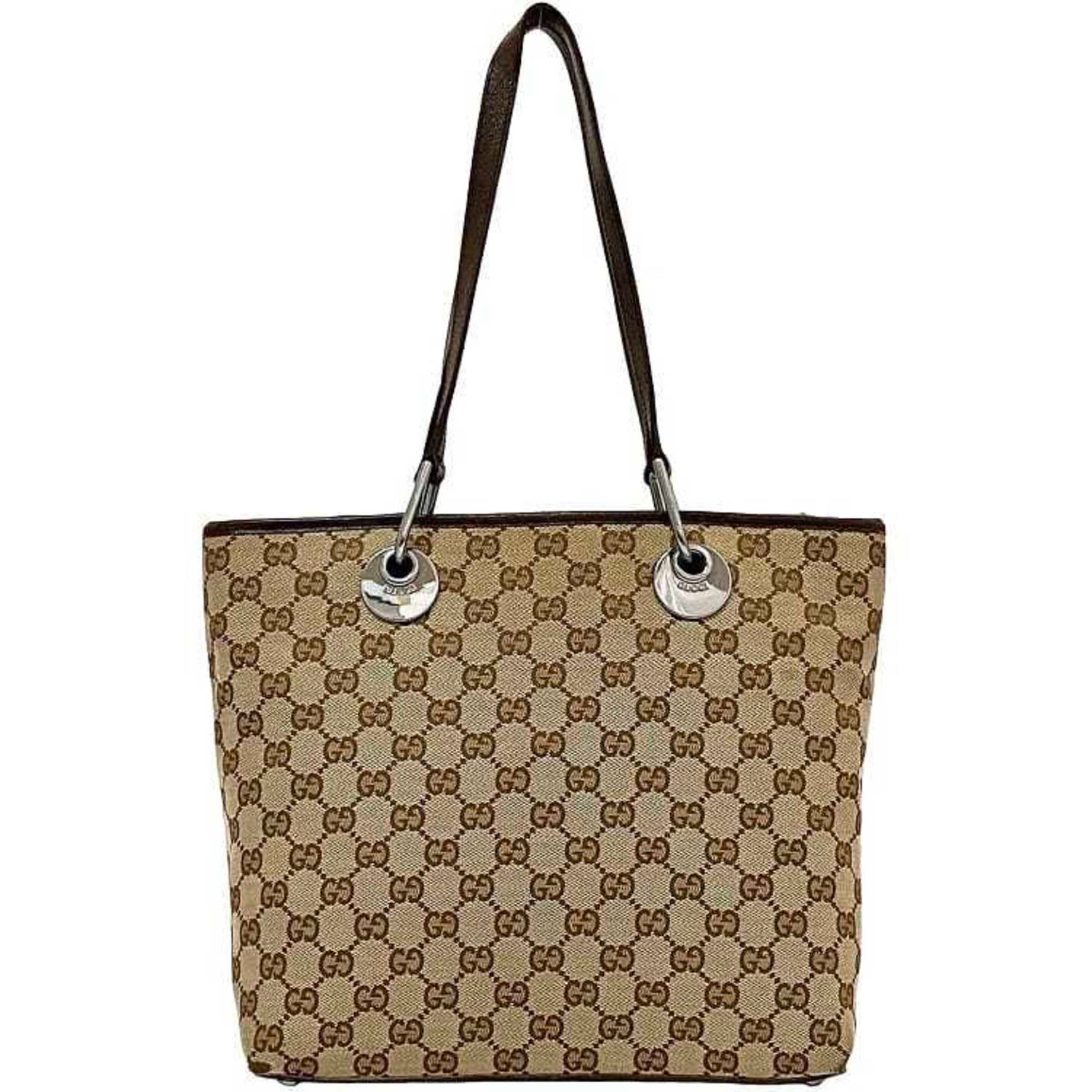 Gucci Tote Bag ec-22529 Beige Brown GG Canvas Leather 001013 GUCCI Women's Men's