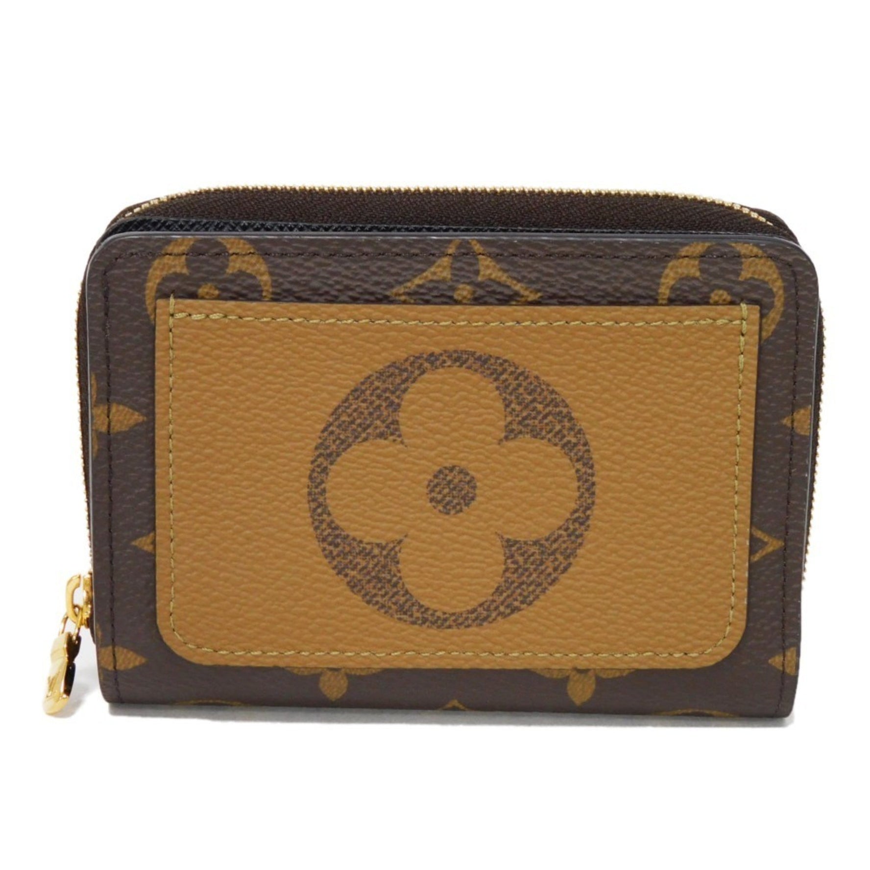 Louis Vuitton LOUIS VUITTON Bi-fold Wallet Portefeuille Lou Marron Noir RFID IC Chip Monogram Reverse Giant M81461 Men's Women's