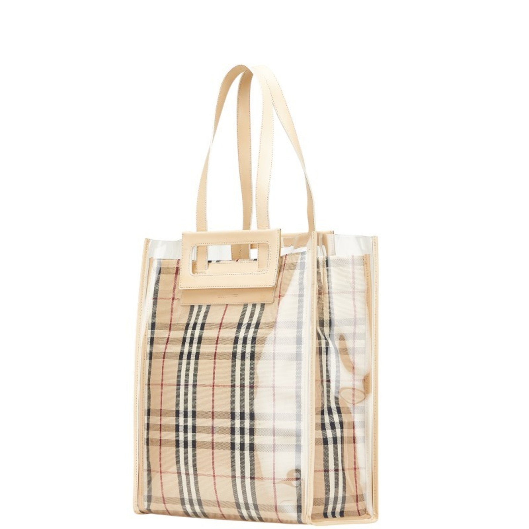 Burberry Nova Check Tote Bag Shoulder Vinyl Leather Canvas