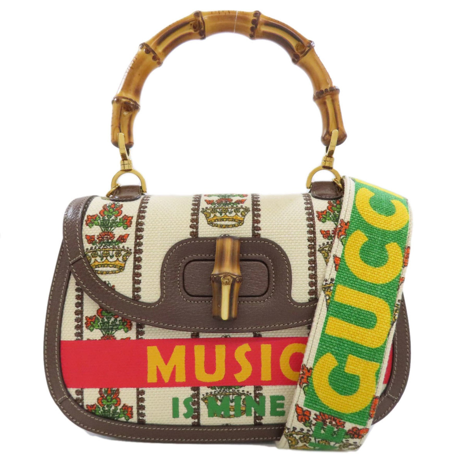 Gucci Bamboo Bag Anniversary Model Handbag Canvas