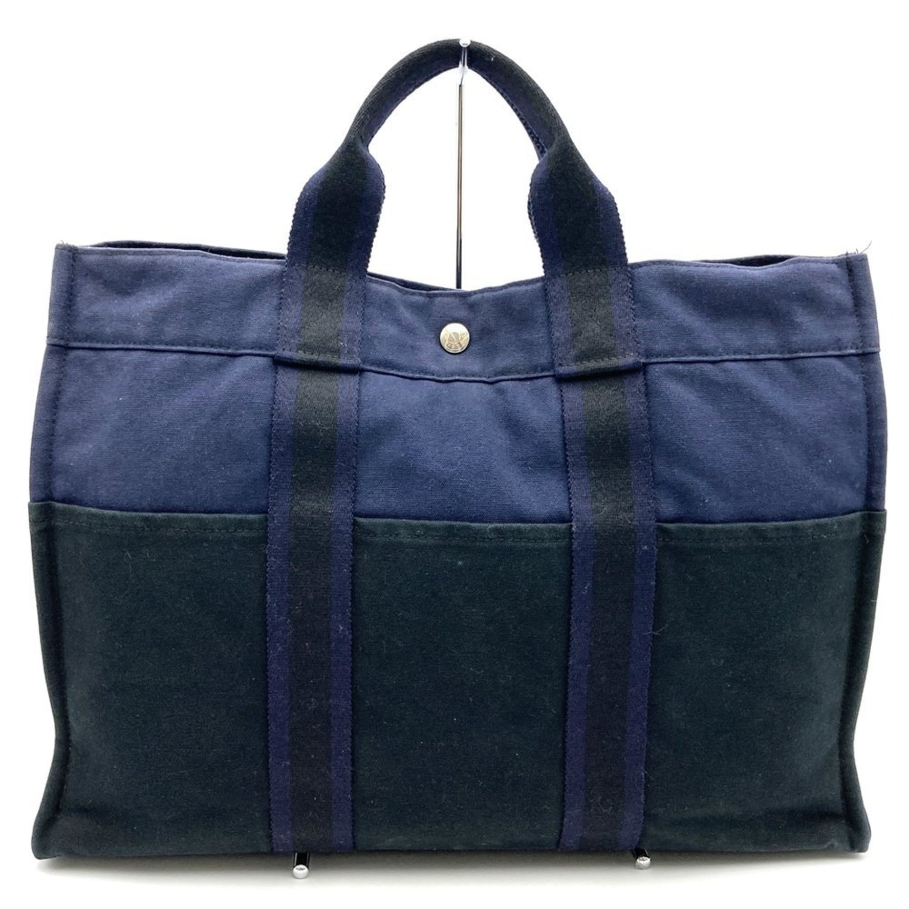 HERMES Hermès Four Tou MM Canvas Tote Bag Handbag Navy Women's Men's